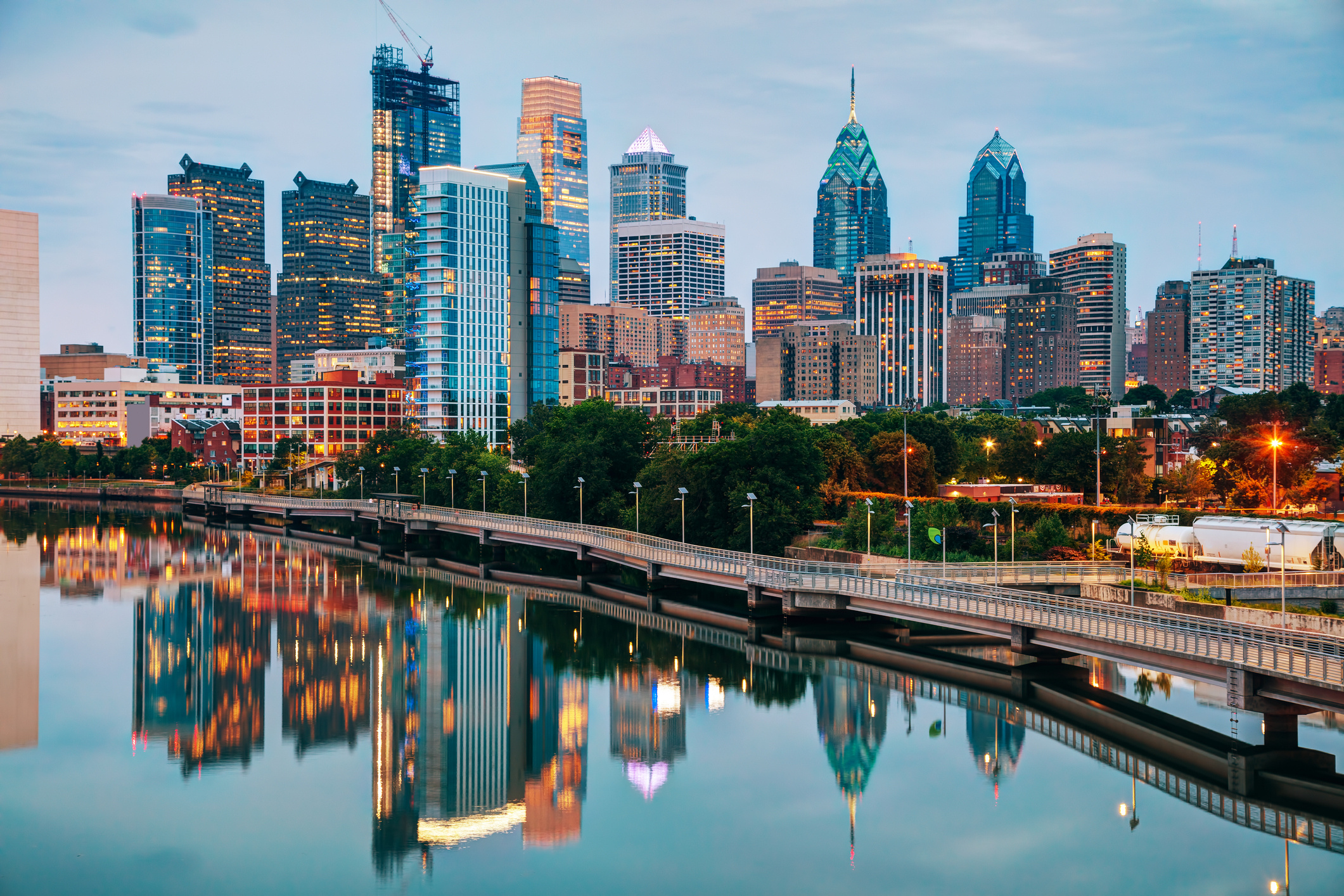 Philadelphia Skyline, Nighttime beauty, Torch Group, Illuminated cityscape, 2130x1420 HD Desktop