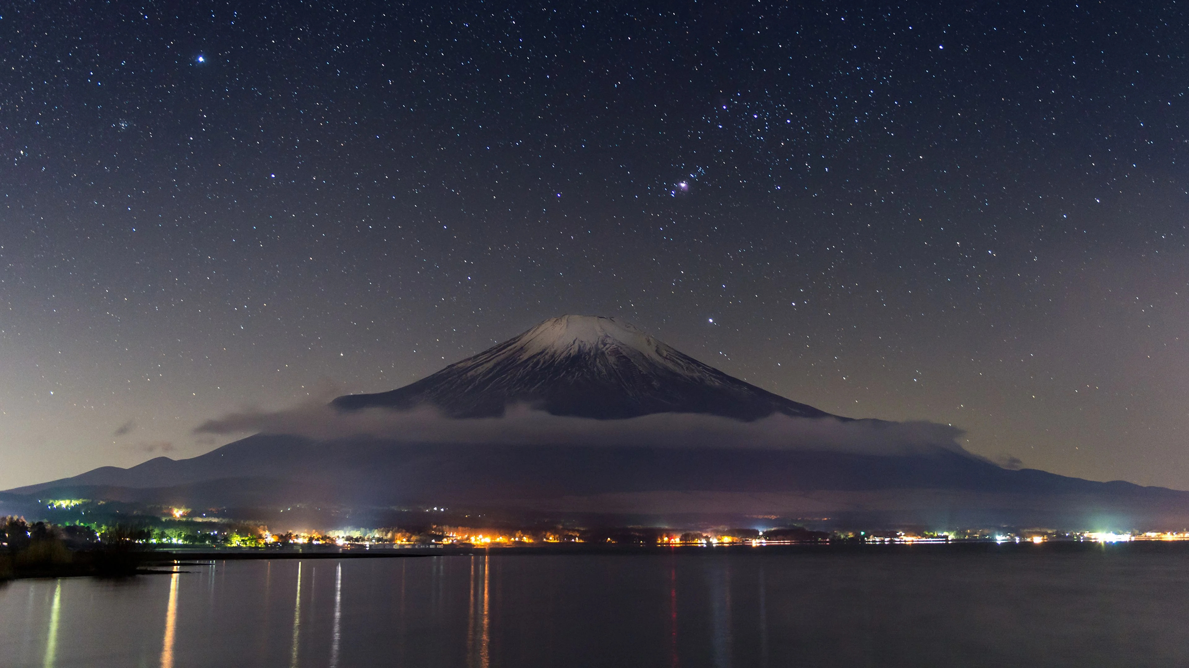 Night Mount Fuji wallpapers, Backgrounds, Travels, 3840x2160 4K Desktop