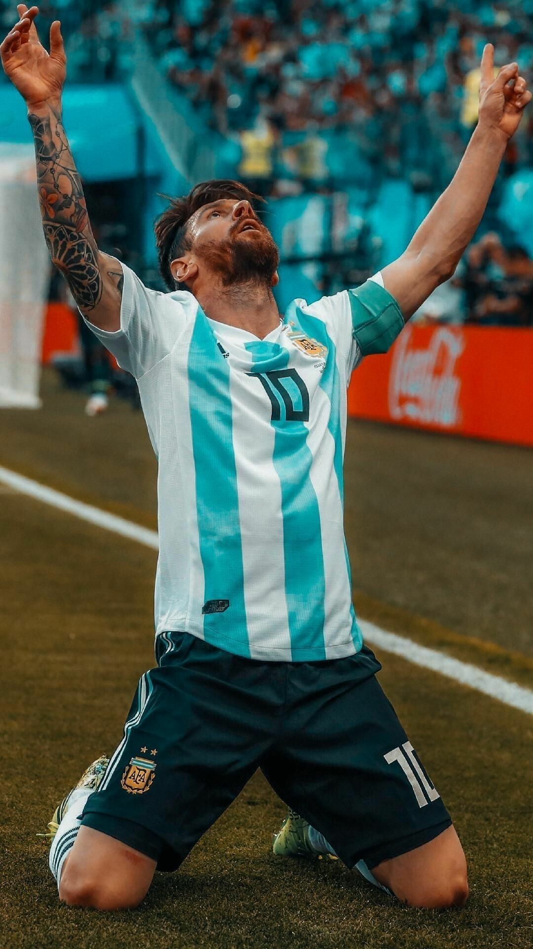 Lionel Messi: With the Argentina, he won the 2021 Copa America and the 2022 FIFA World Cup. 1080x1920 Full HD Background.
