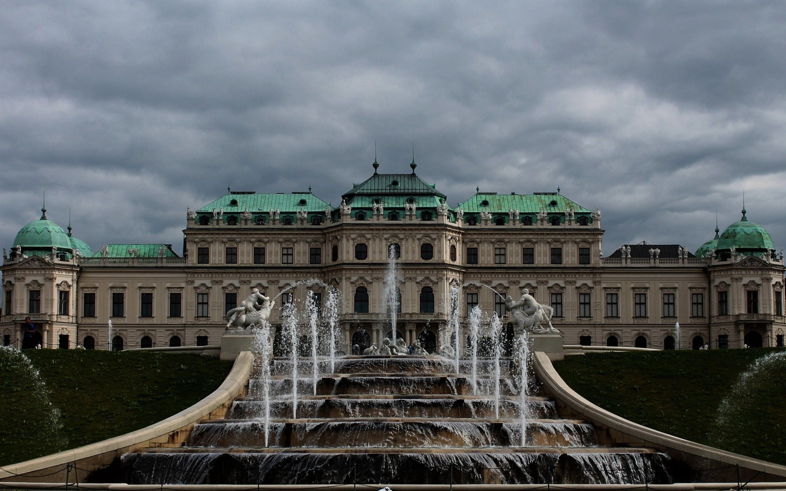 Vienna, Night fountain, Cityscape, Architectural beauty, 2560x1600 HD Desktop