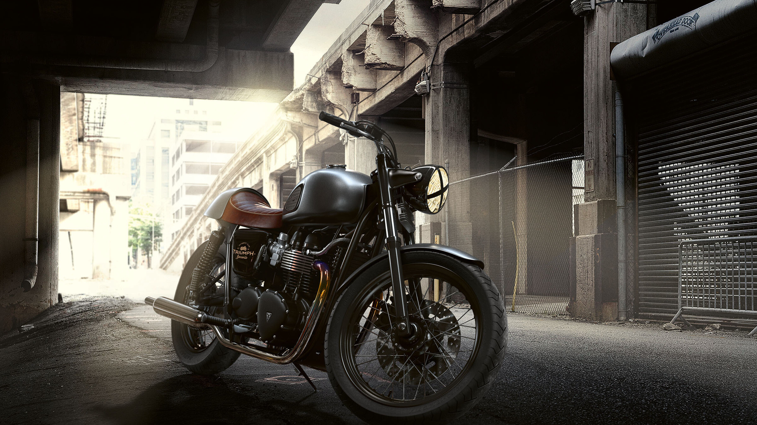 Triumph Motorcycles: Bonneville, A standard motorcycle featuring a parallel-twin four-stroke engine. 2560x1440 HD Wallpaper.