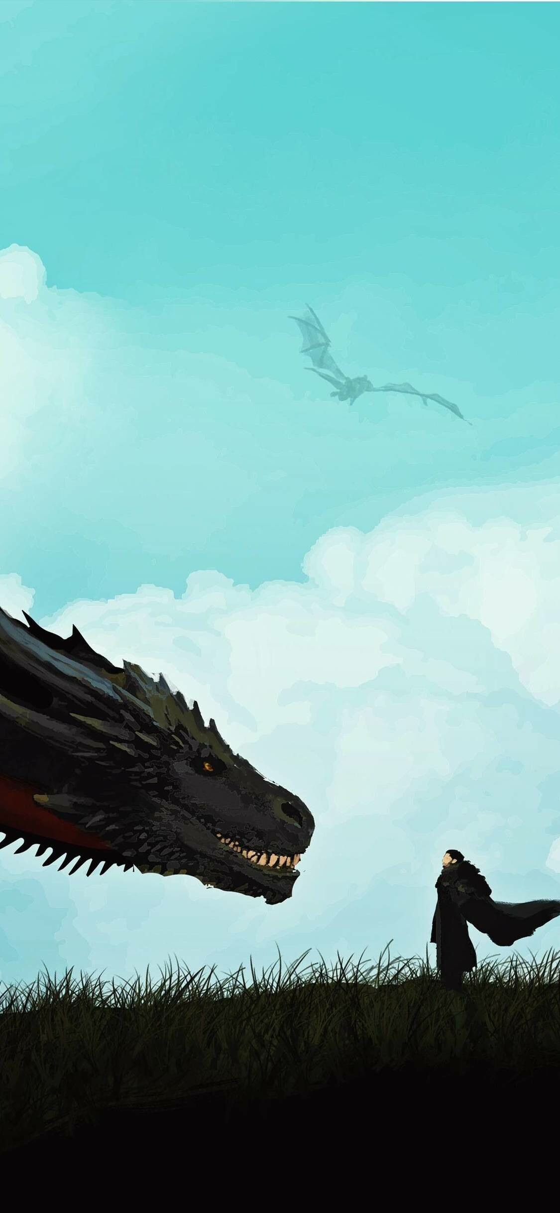 Game of Thrones: Jon Snow and Drogon, David Benioff and D. B. Weiss. 1130x2440 HD Background.