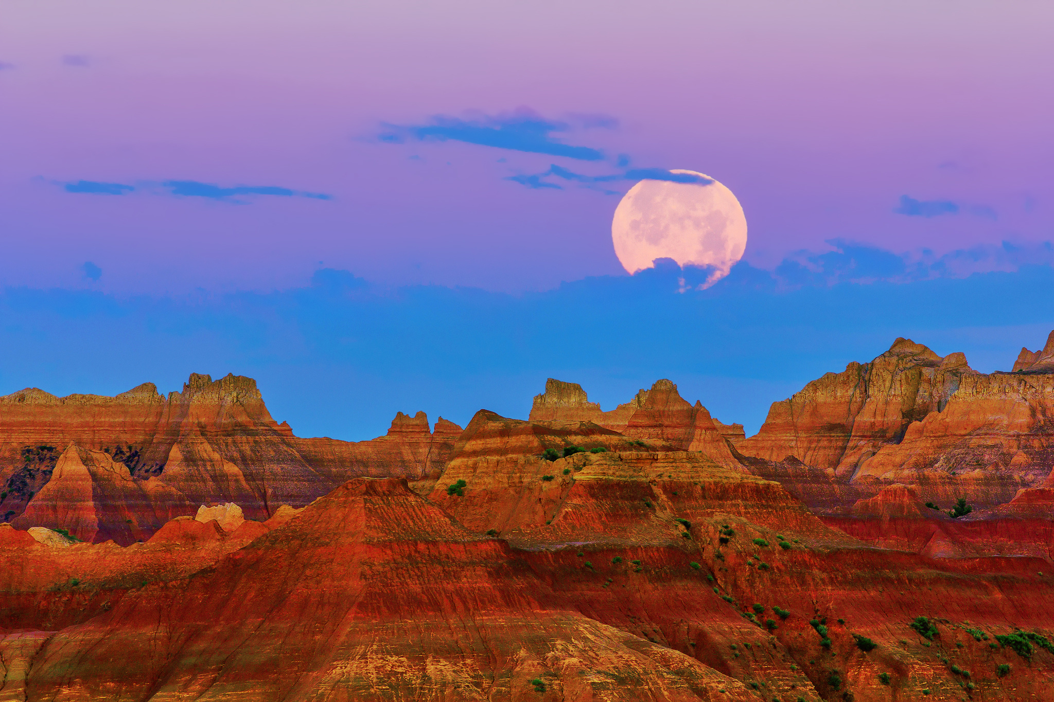 South Dakota, Summer scenery in South Dakota, Moonlit mountains, 2050x1370 HD Desktop