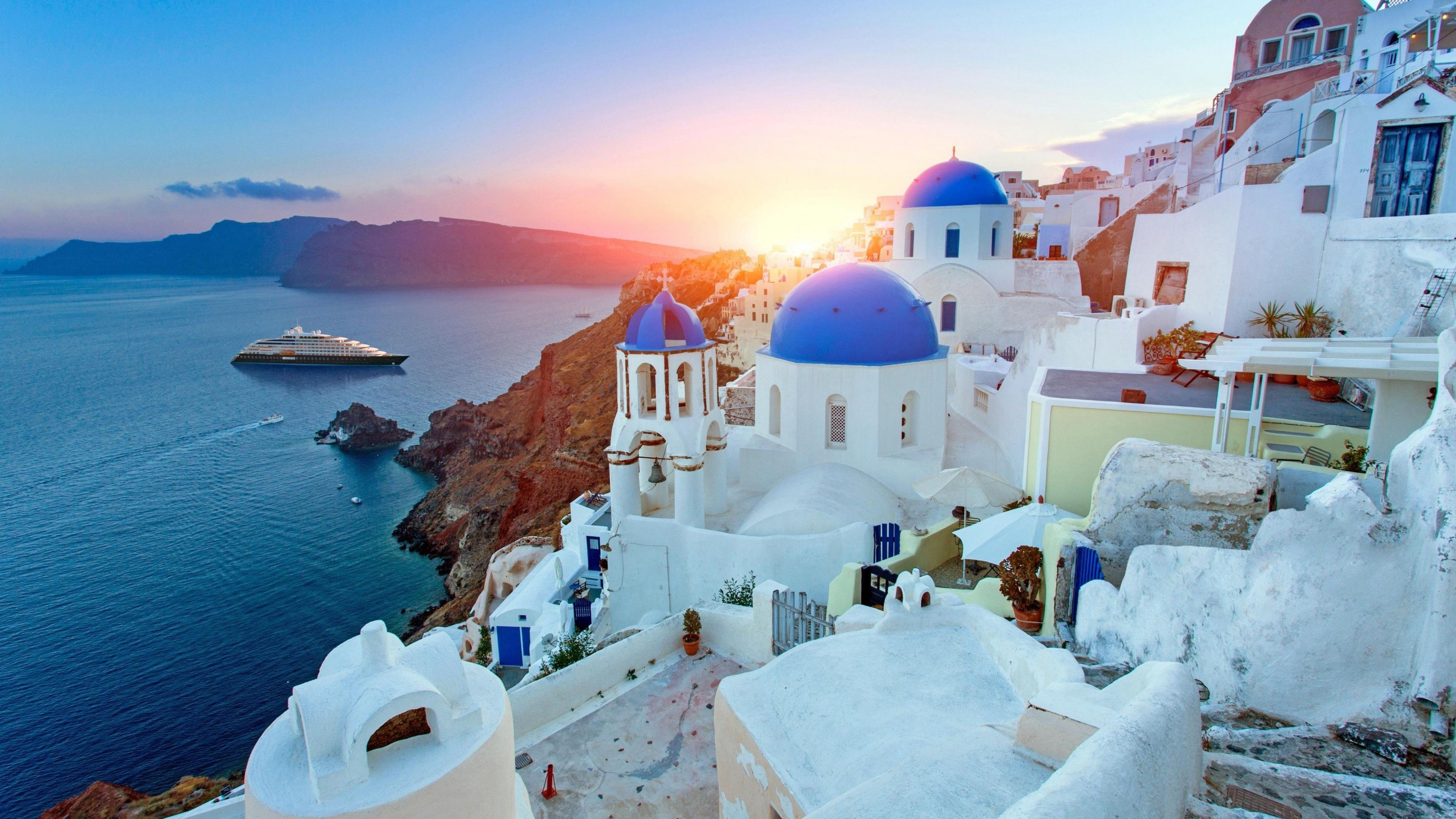 Santorini wallpapers, Stunning backgrounds, Greek island beauty, Download free, 3840x2160 4K Desktop