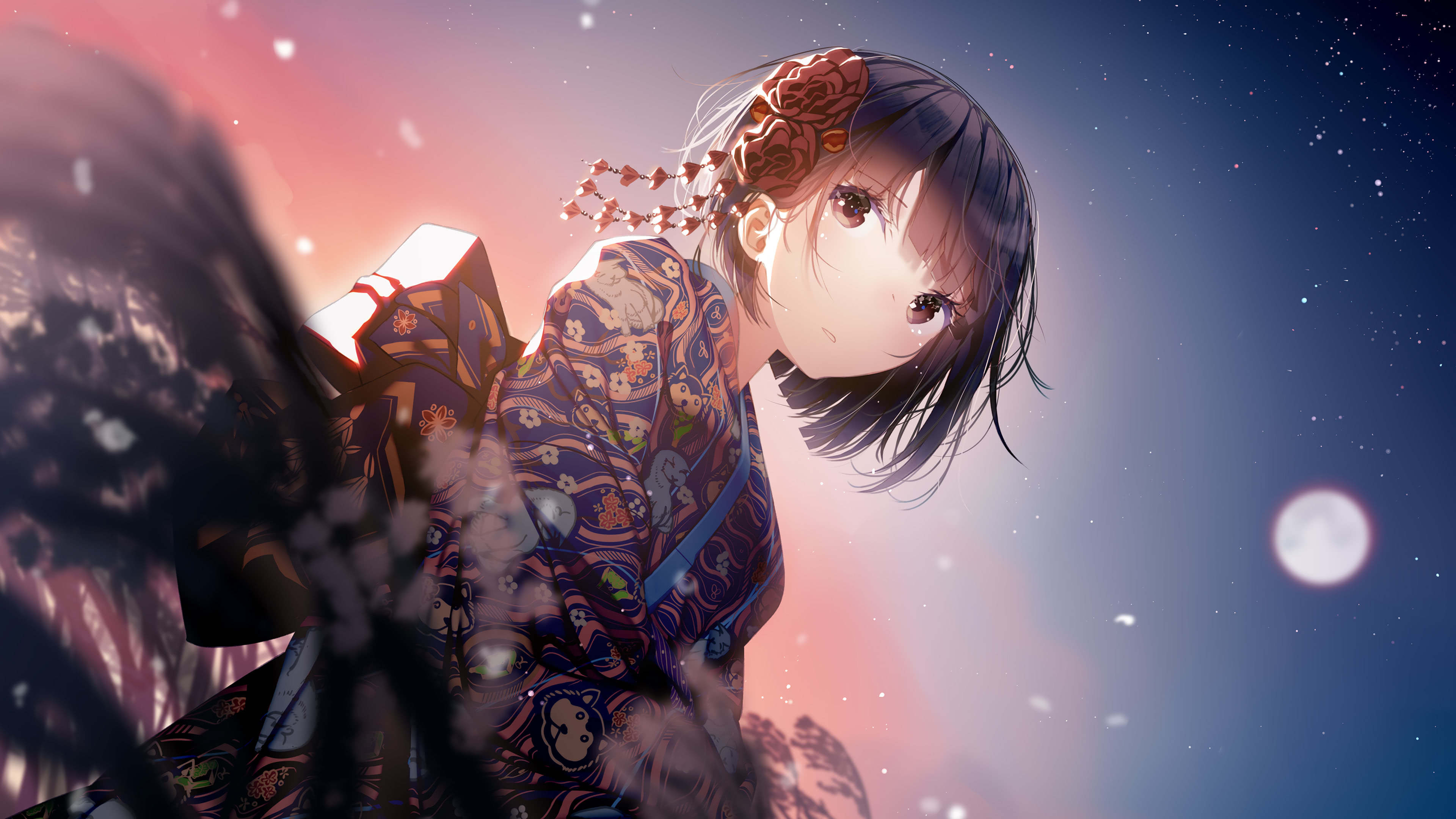 Anime girl in kimono, UHD wallpaper, 4K resolution, Japanese fashion, 3840x2160 4K Desktop