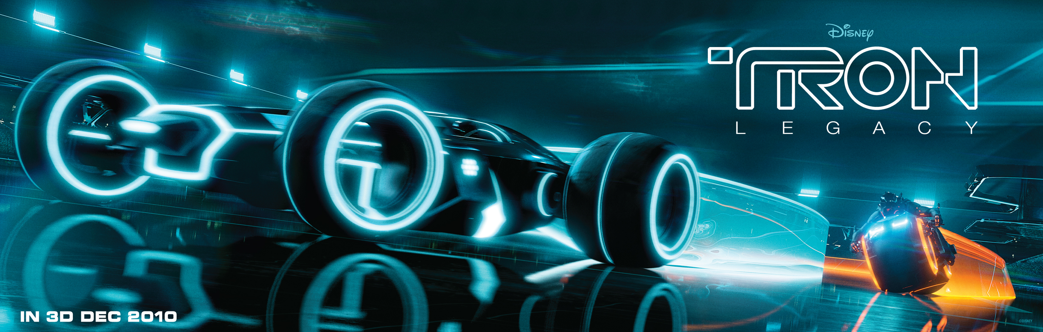 Tron (Movie): The film grossed $400 million against a $170 million budget. 3500x1120 Dual Screen Background.