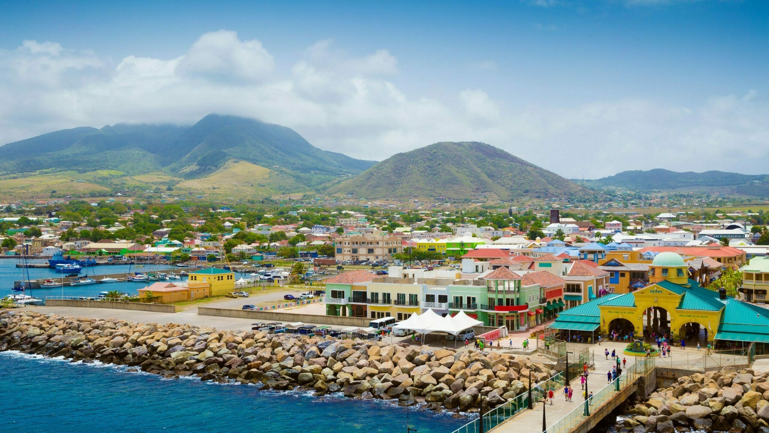 Saint Kitts and Nevis: Basseterre, The main port for passenger entry and cargo. 2560x1440 HD Background.