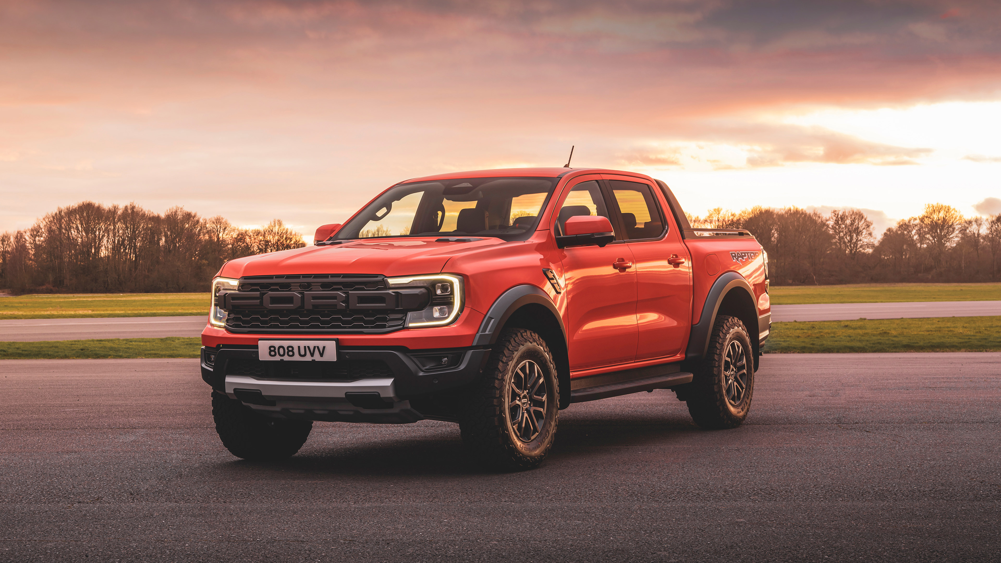 Ford Pickup: The second-generation Ranger Raptor was unveiled in February 2022. 3840x2160 4K Background.
