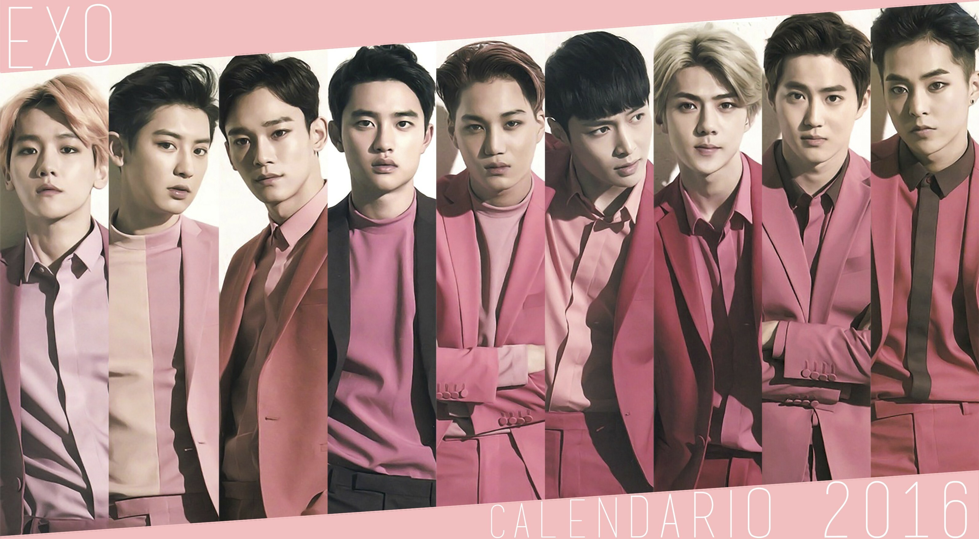 EXO: Xiumin, Suho, Lay, Baekhyun, Chen, Chanyeol, D.O., Kai and Sehun. 3190x1760 HD Wallpaper.