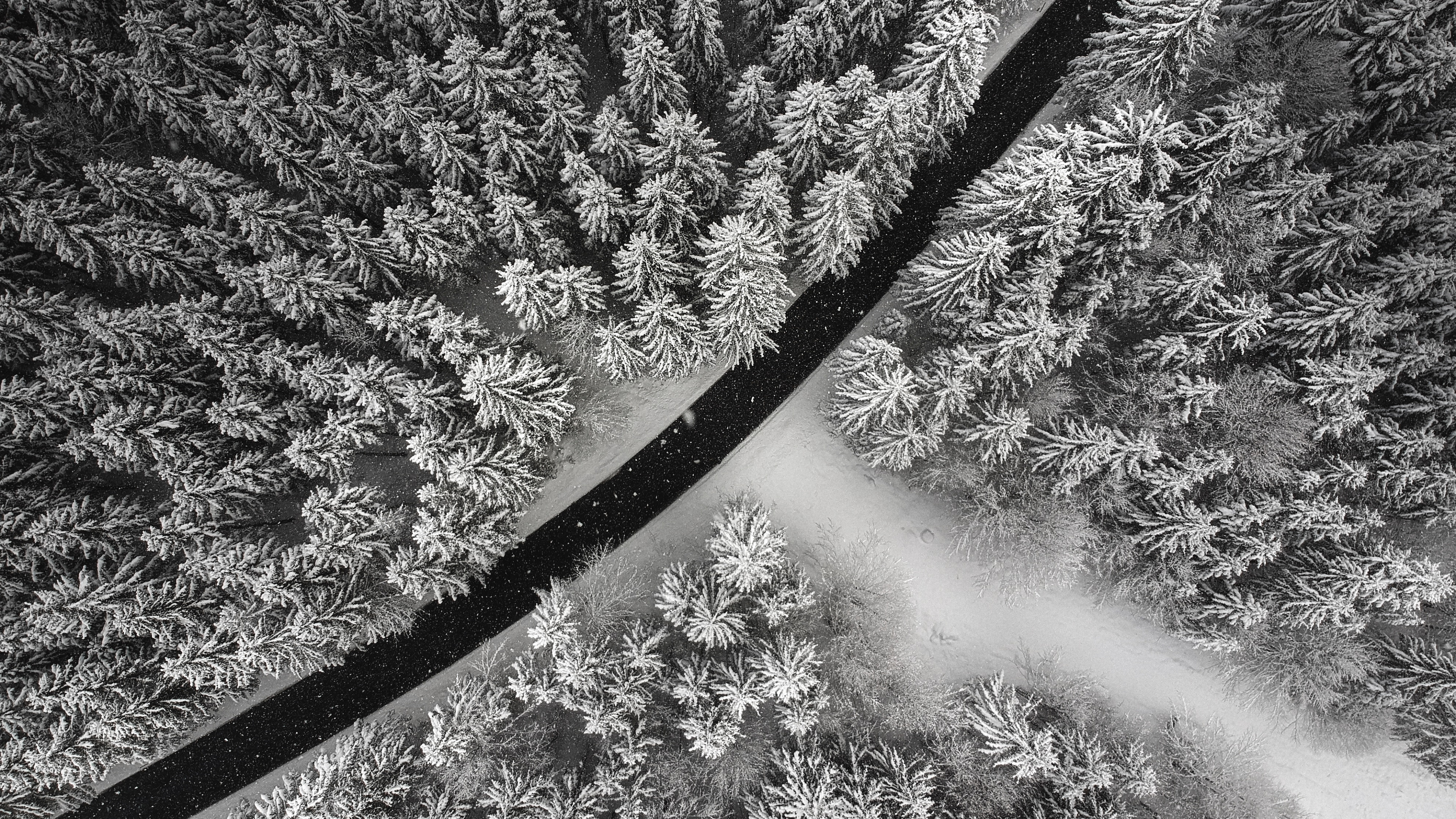 Winter arial view, Snowy wonderland, 4K wallpaper, Serene scenery, 3840x2160 4K Desktop