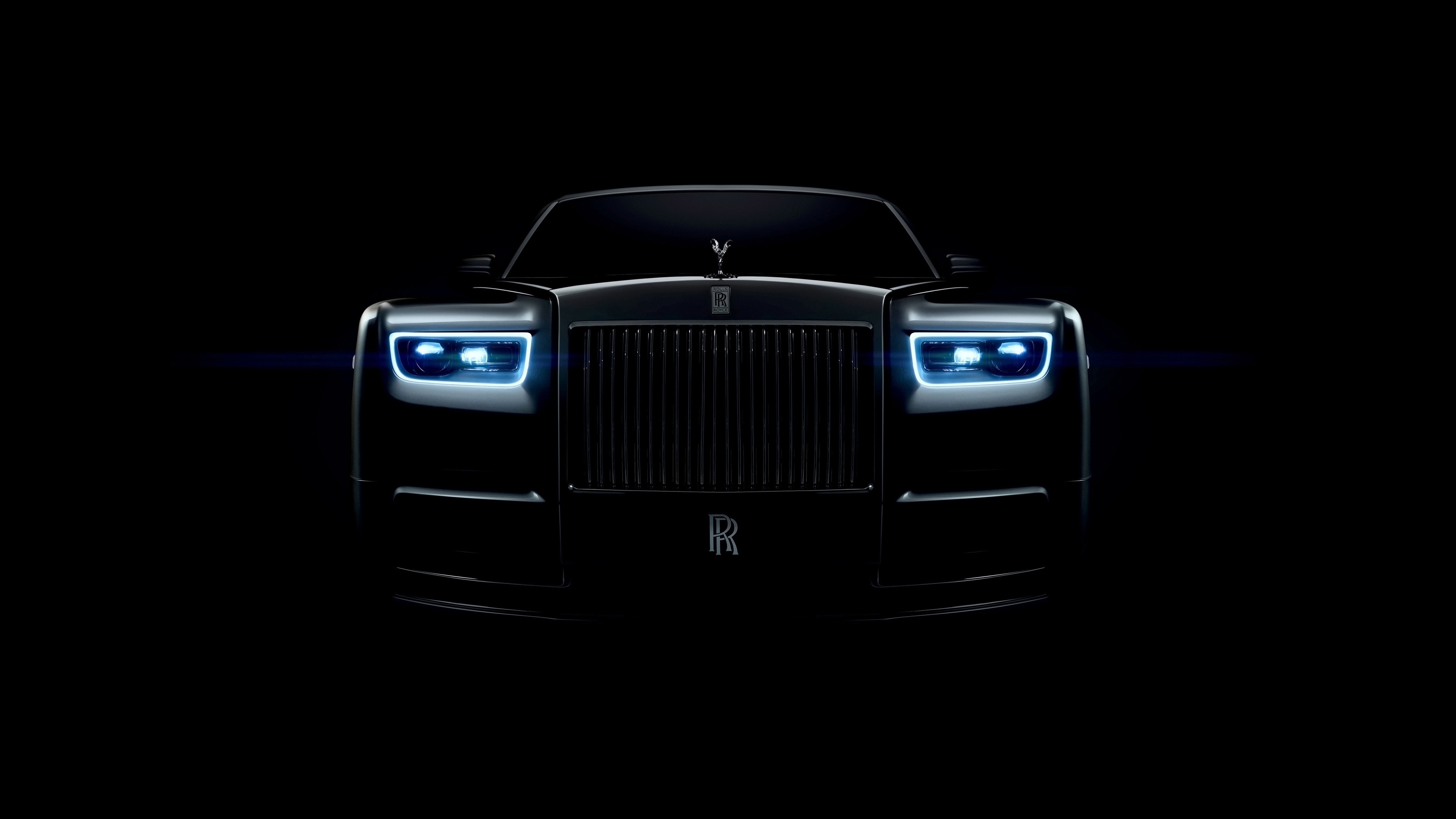 Rolls-Royce Phantom, Car luxury at its finest, Headlight excellence, Captivating background, 3840x2160 4K Desktop