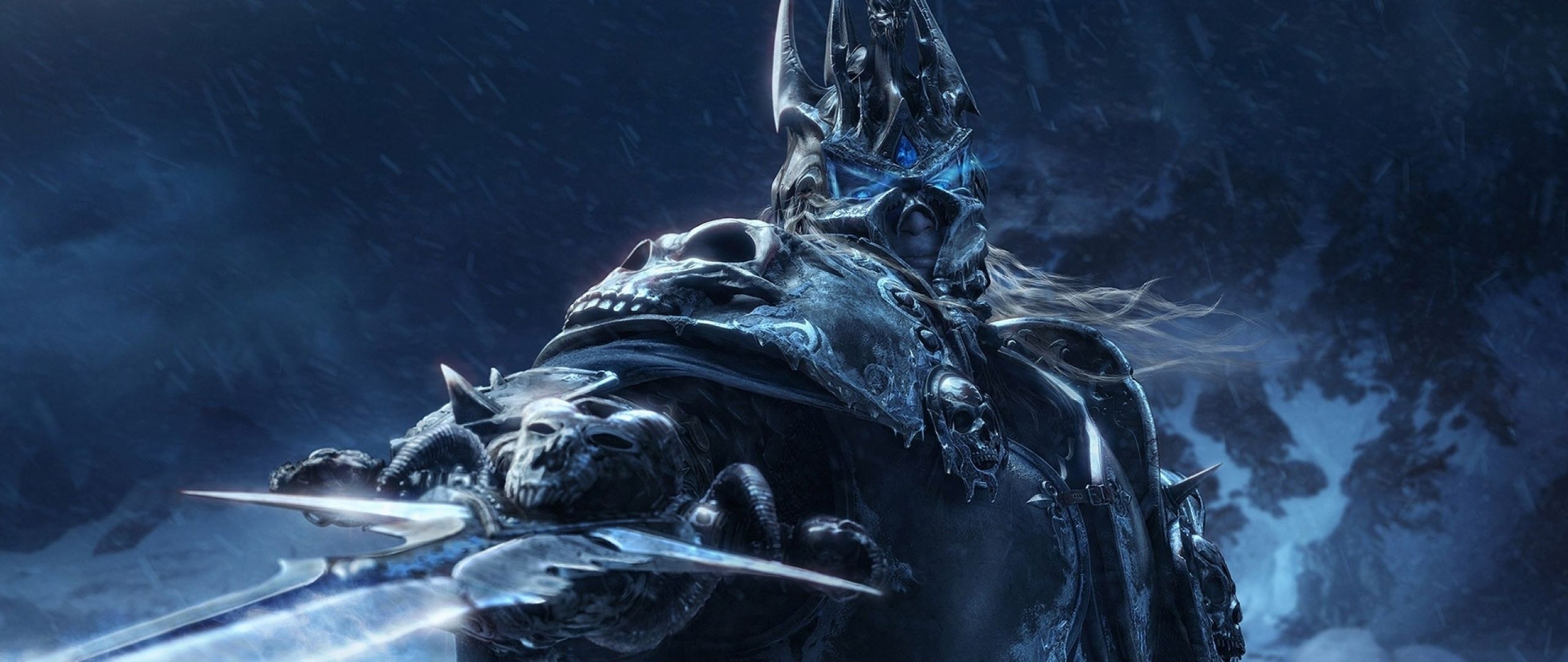 Warcraft 3 wallpaper, Arthas, Epic battle, Frozen throne, 2560x1080 Dual Screen Desktop