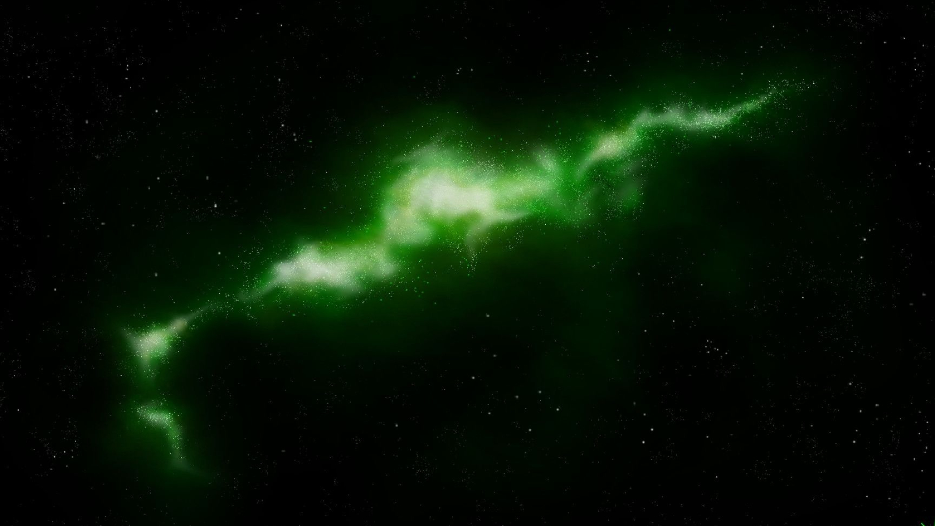 Green Nebula: Star cluster, A distinct luminescent part of interstellar medium. 1920x1080 Full HD Wallpaper.