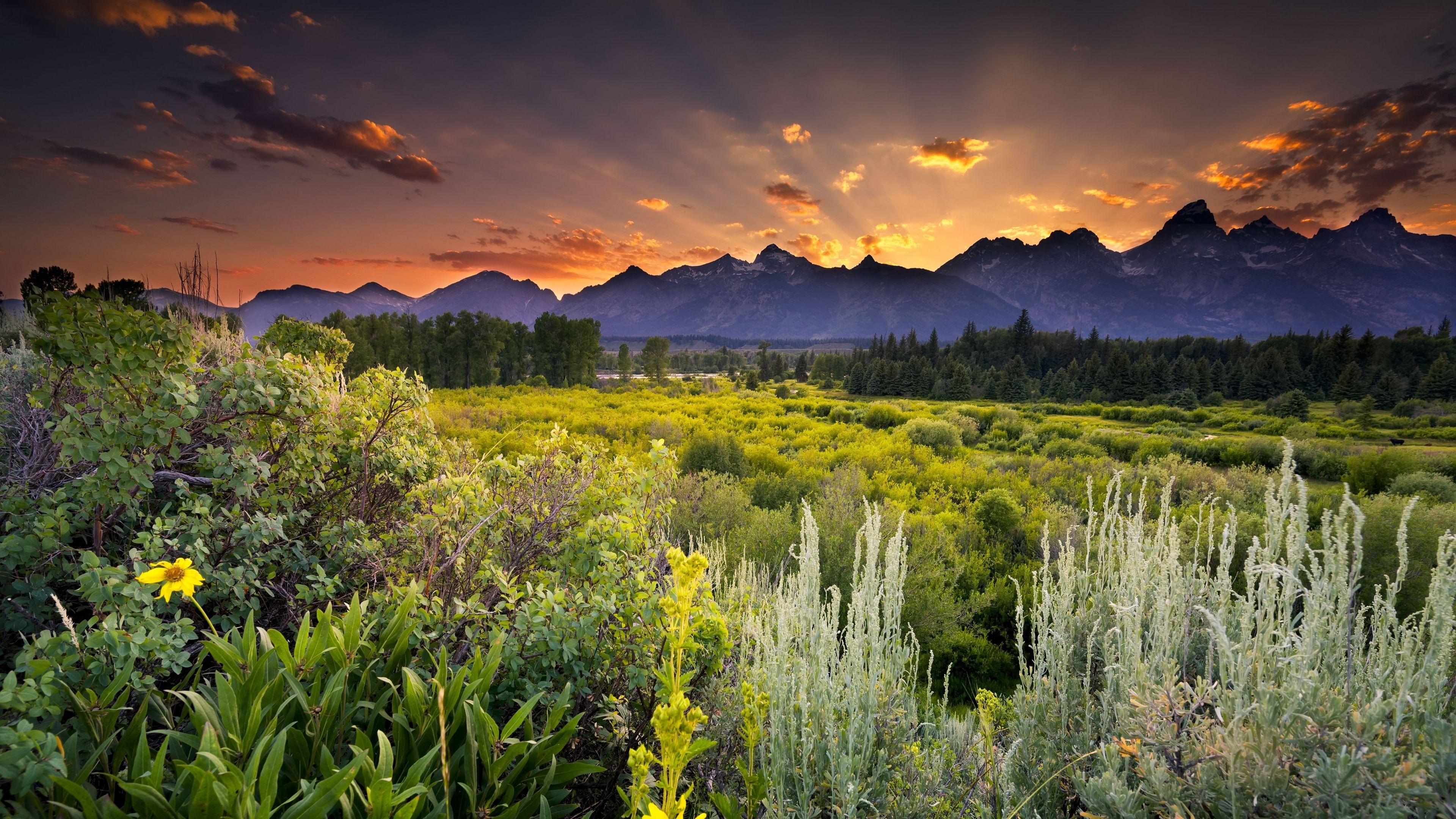 Wyoming USA, Sunset landscape, Beautiful landscapes, 3840x2160 4K Desktop