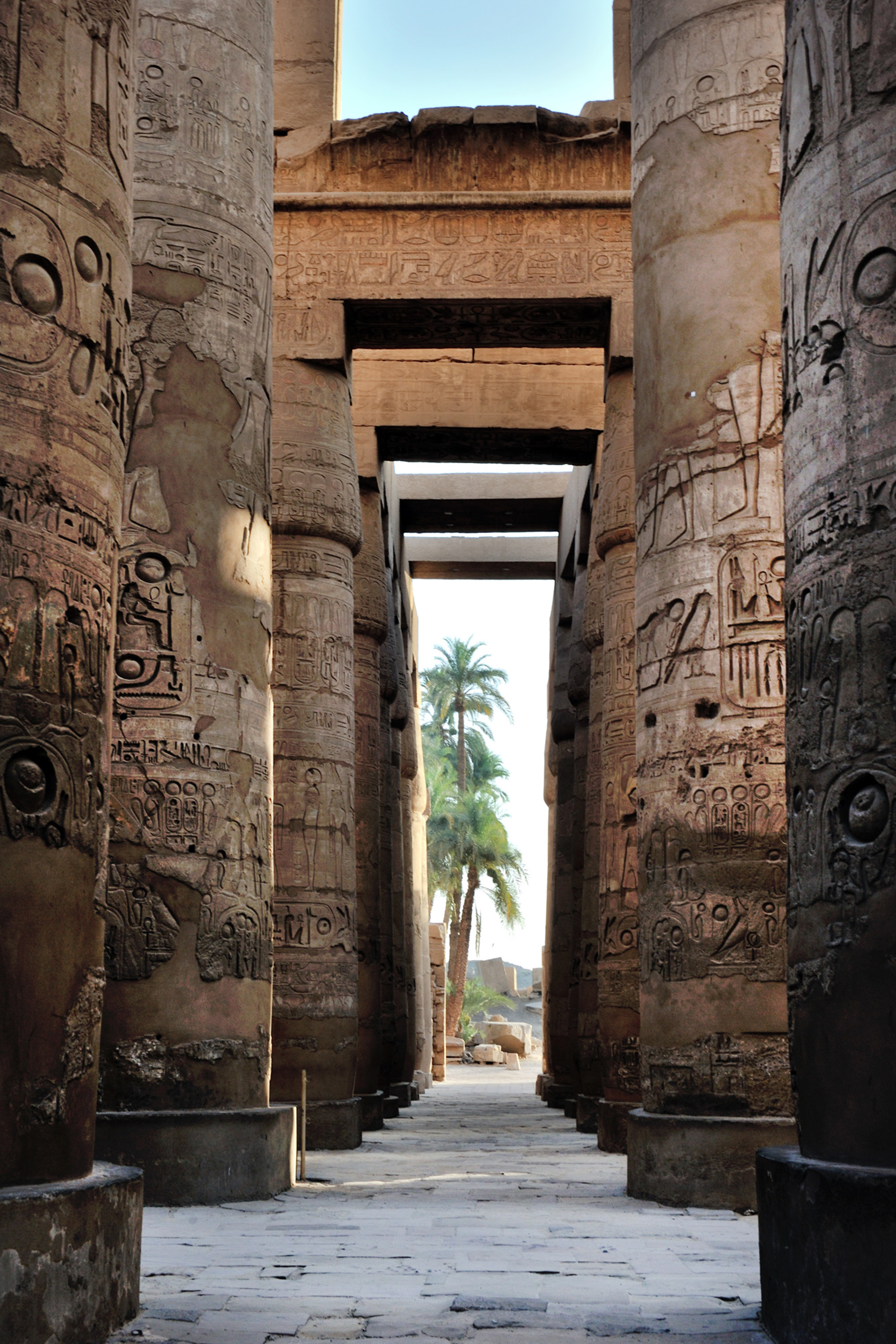 Karnak Temple, Ancient column corridor, Ancient past, Luxor, 2000x3000 HD Phone