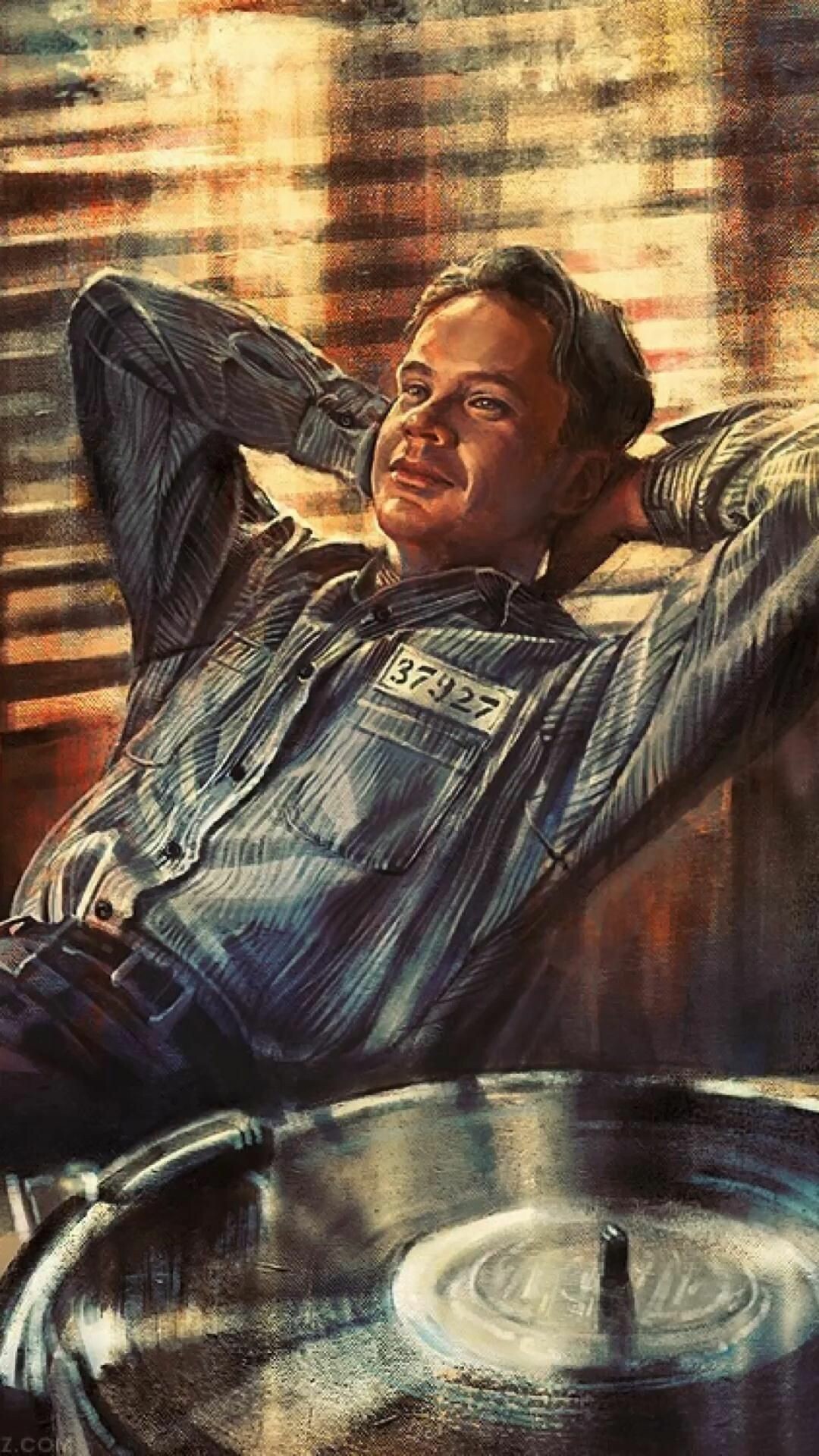 The Shawshank Redemption: Tim Robbins played Andy Dufresne, a banker wrongly accused of murder. 1080x1920 Full HD Background.