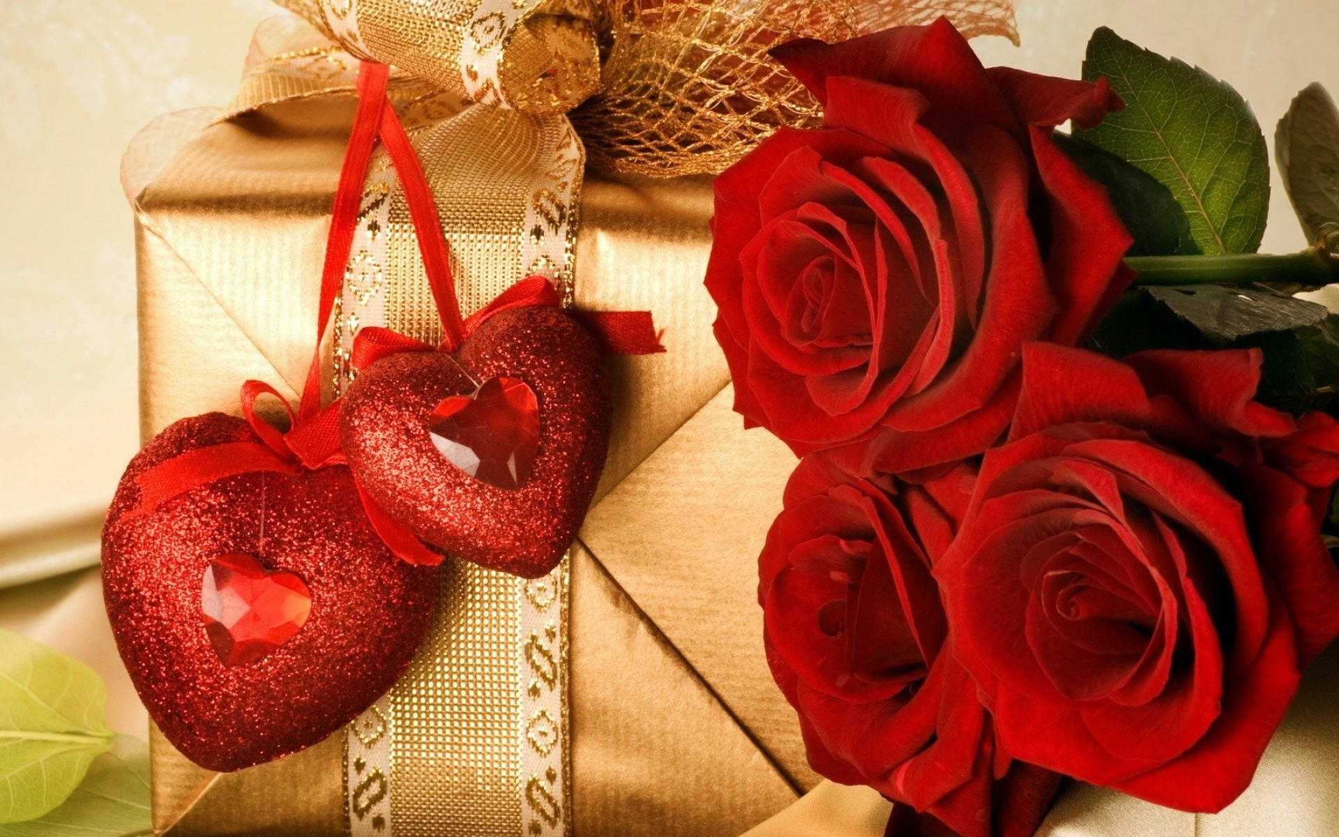 Romantic hearts, Delicate flowers, Gift of love, Passionate expression, 1920x1200 HD Desktop