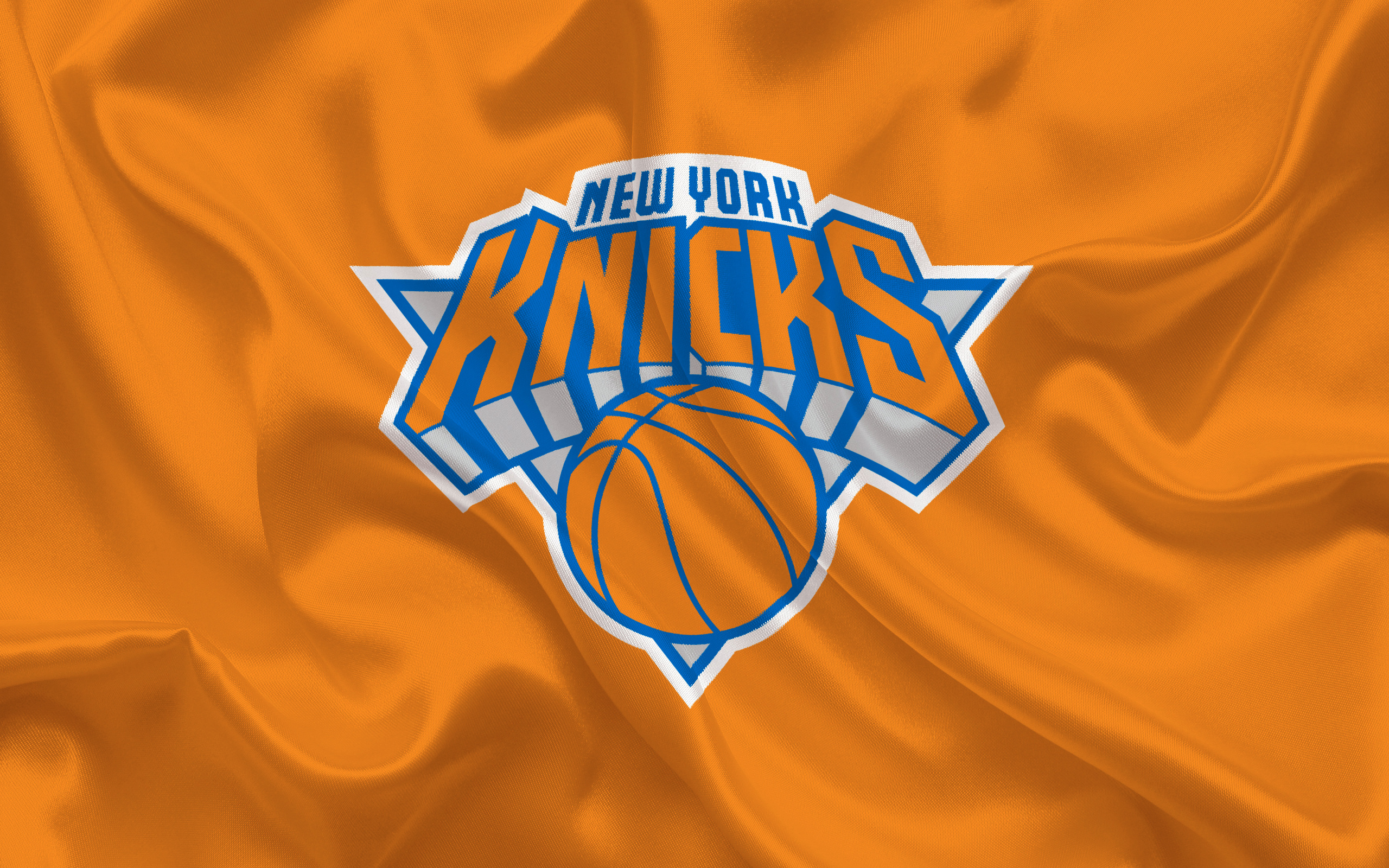 New York Knicks, Sports emblem, Basketball club, Red silk, 2560x1600 HD Desktop