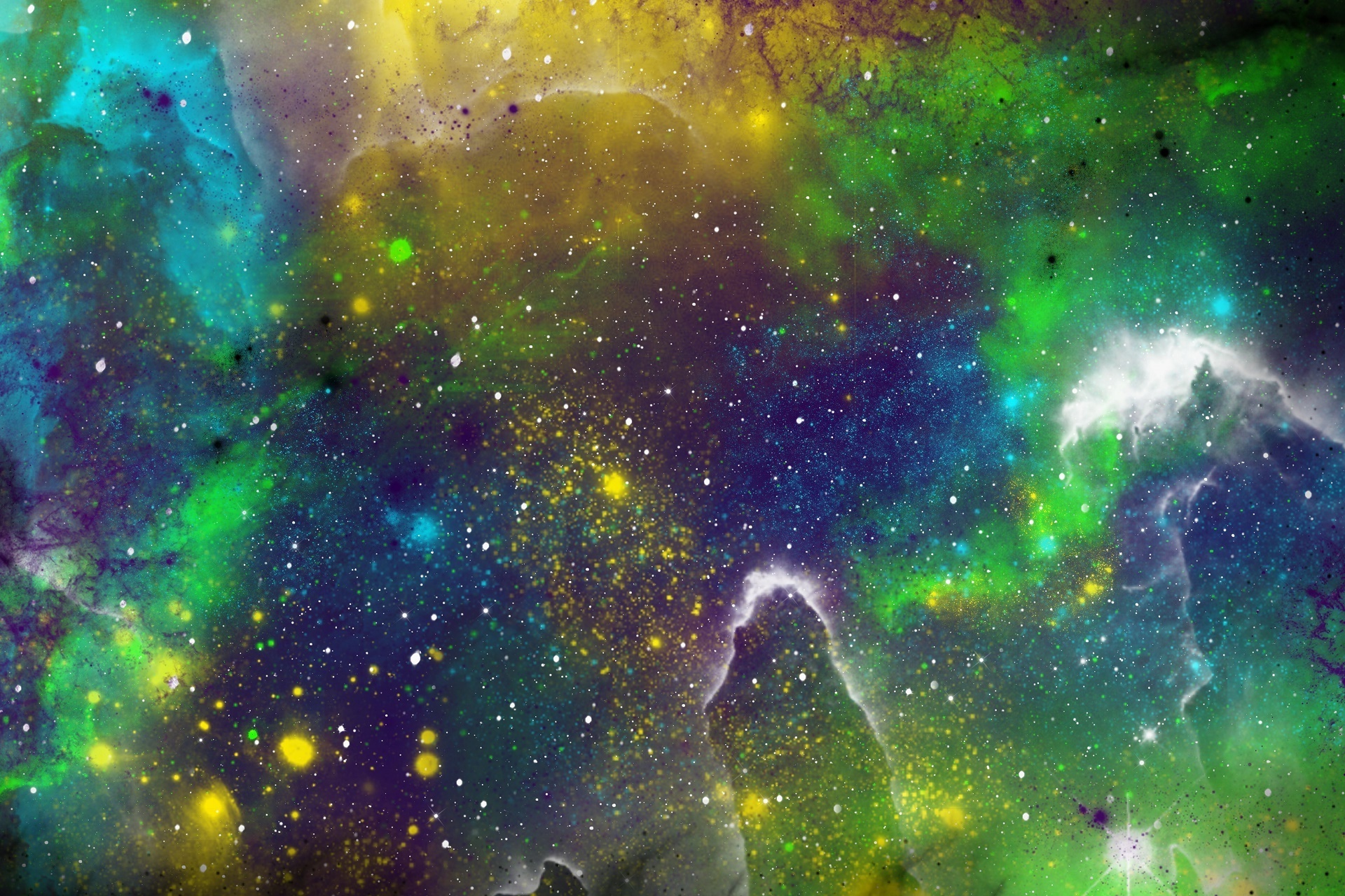 Green Nebula: Pillars of Creation, The Hubble Space Telescope, Elephant trunks. 1920x1280 HD Background.
