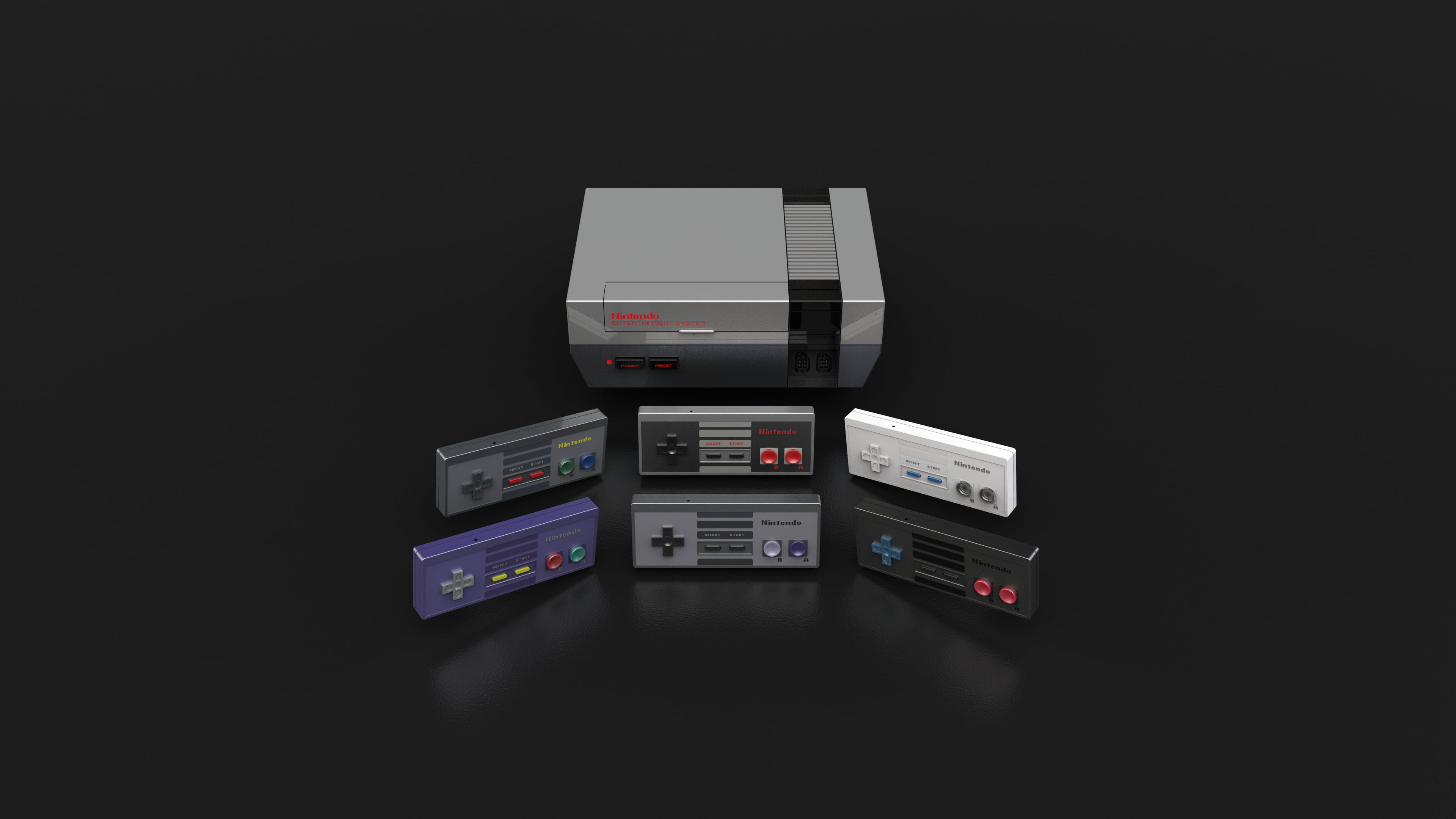Nintendo: Original NES controller, An 8-bit third-generation home video game console. 3840x2160 4K Wallpaper.