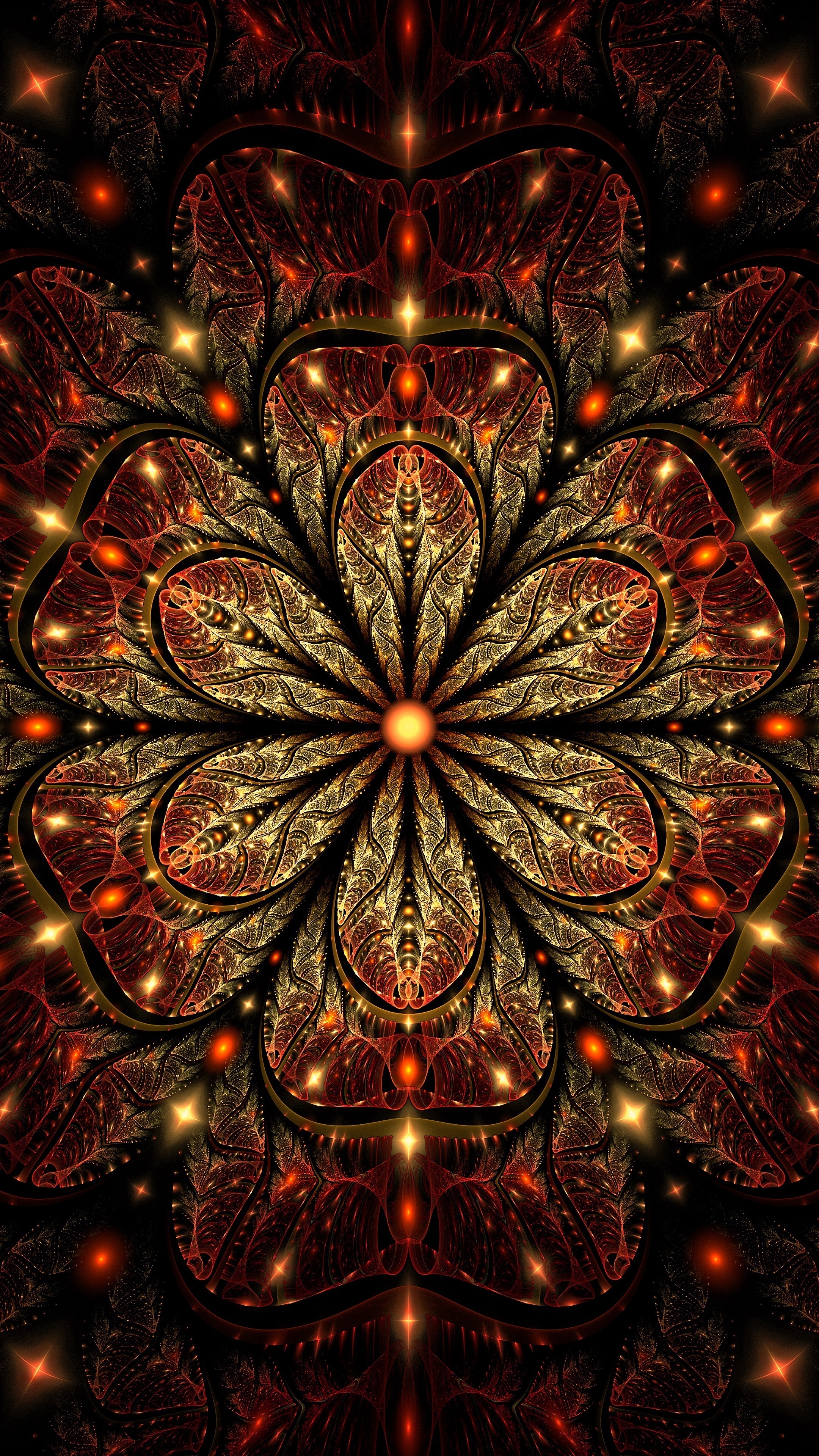 Flower fractal, Abstract design, Digital art, Abstract wallpaper, 2160x3840 4K Phone