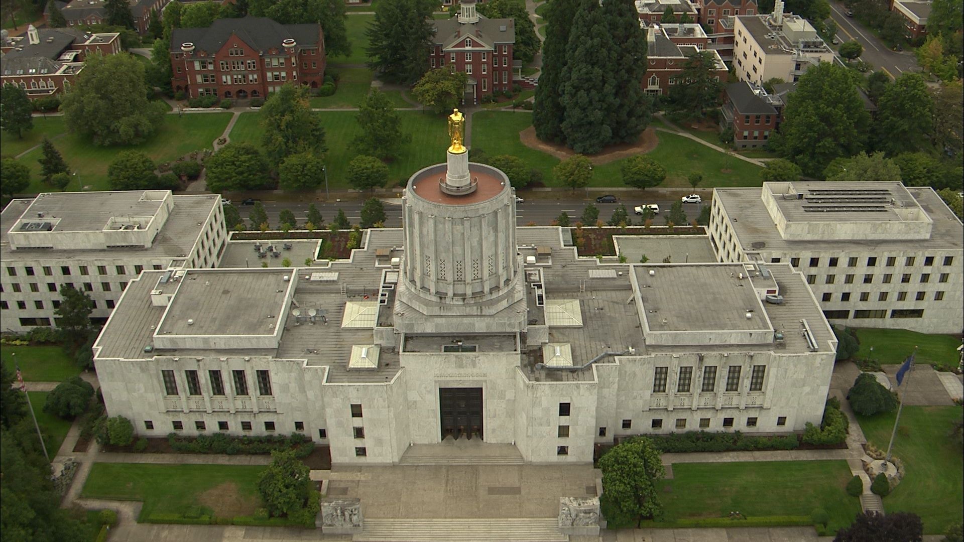 Aerial view, State Capitol Building, Art Deco style, America City, Travels, 1920x1080 Full HD Desktop