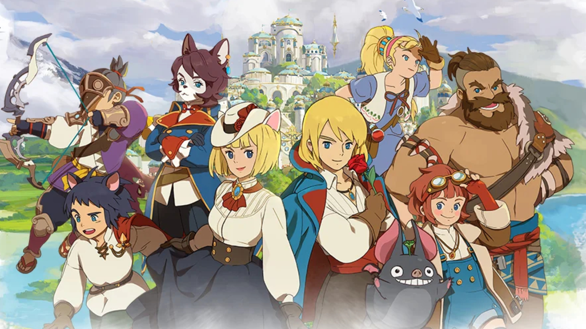 Ni no Kuni: Cross Worlds: The available classes are Destroyer, Engineer, Rogue, Swordsman, and Witch. 1920x1080 Full HD Background.