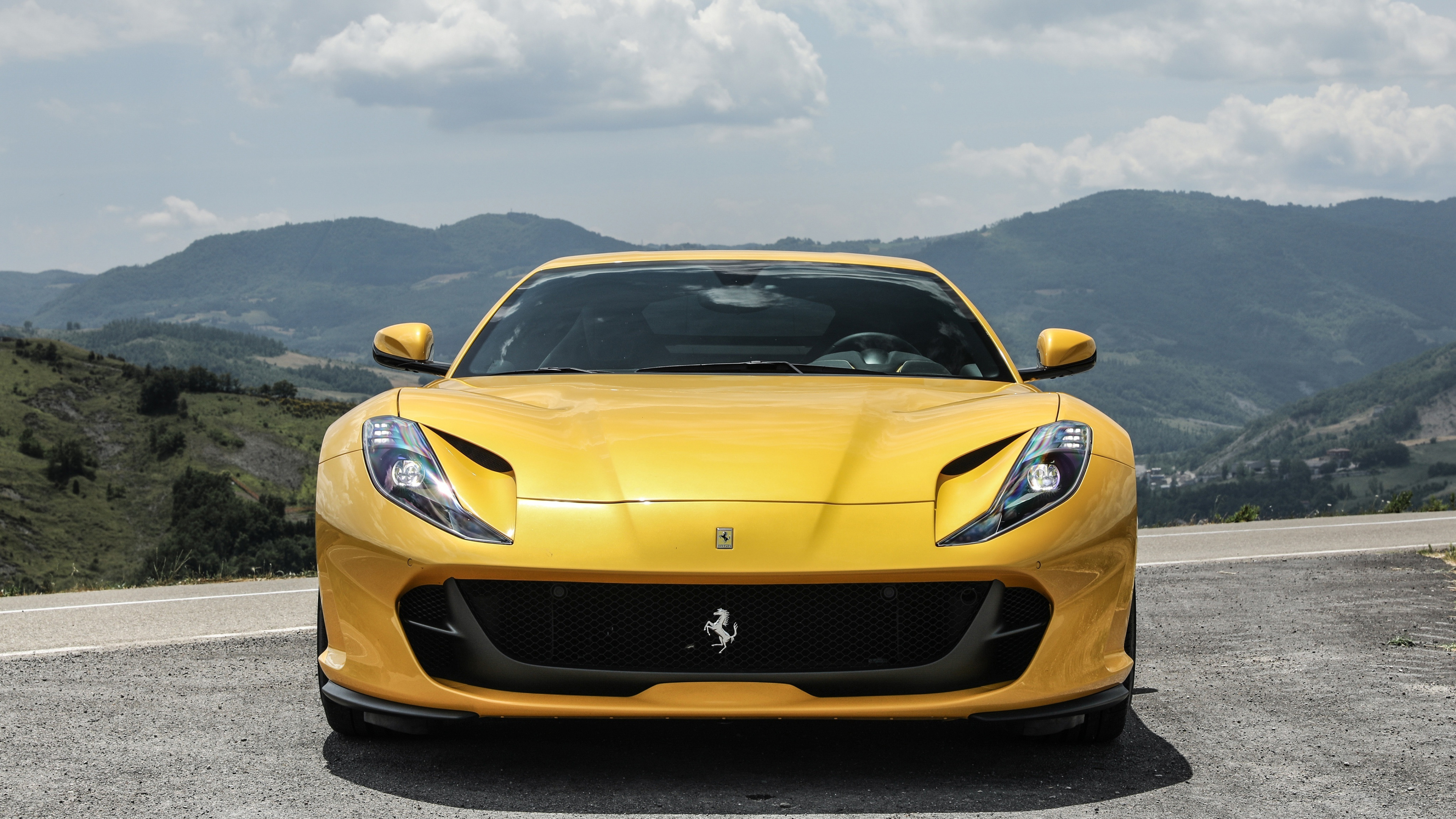 Ferrari 812 Superfast, Yellow sports car, UHD wallpaper, Widescreen, 3840x2160 4K Desktop