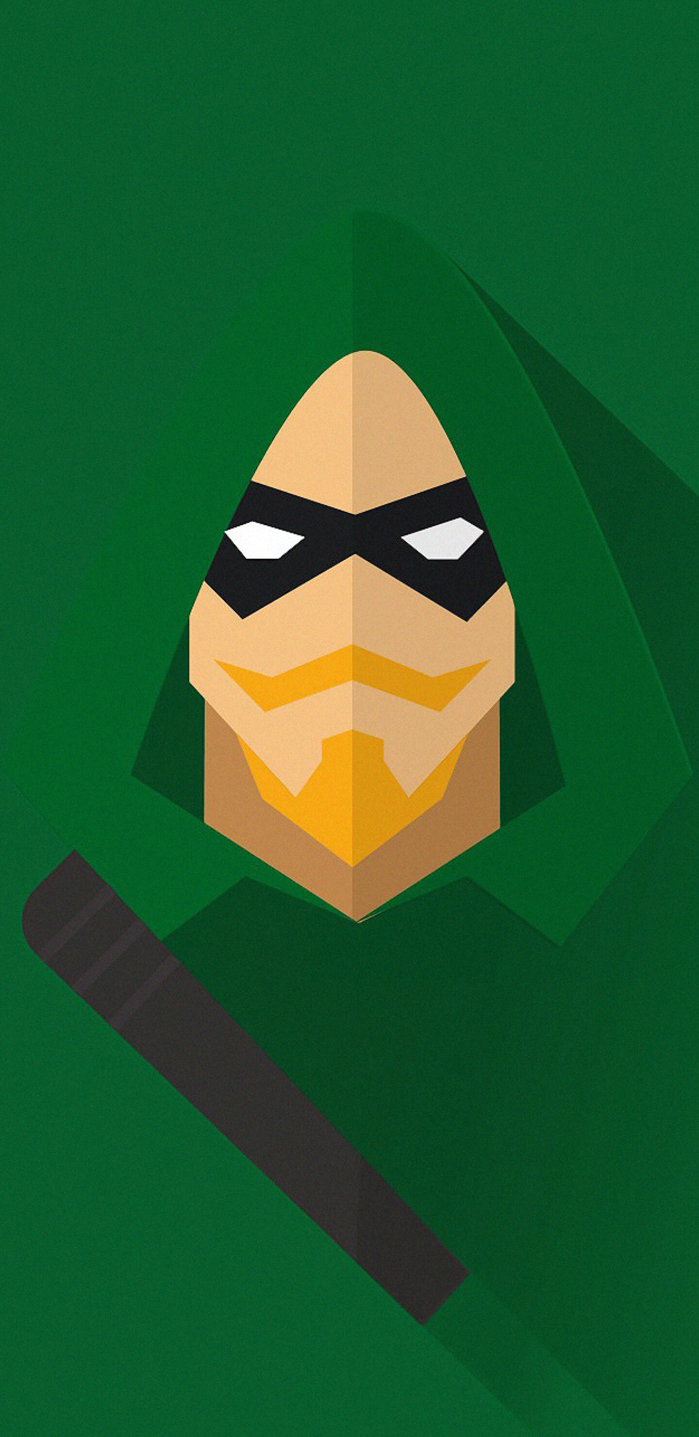 Green Arrow: Oliver Queen, Illustration, Minimalistic. 1440x2960 HD Wallpaper.