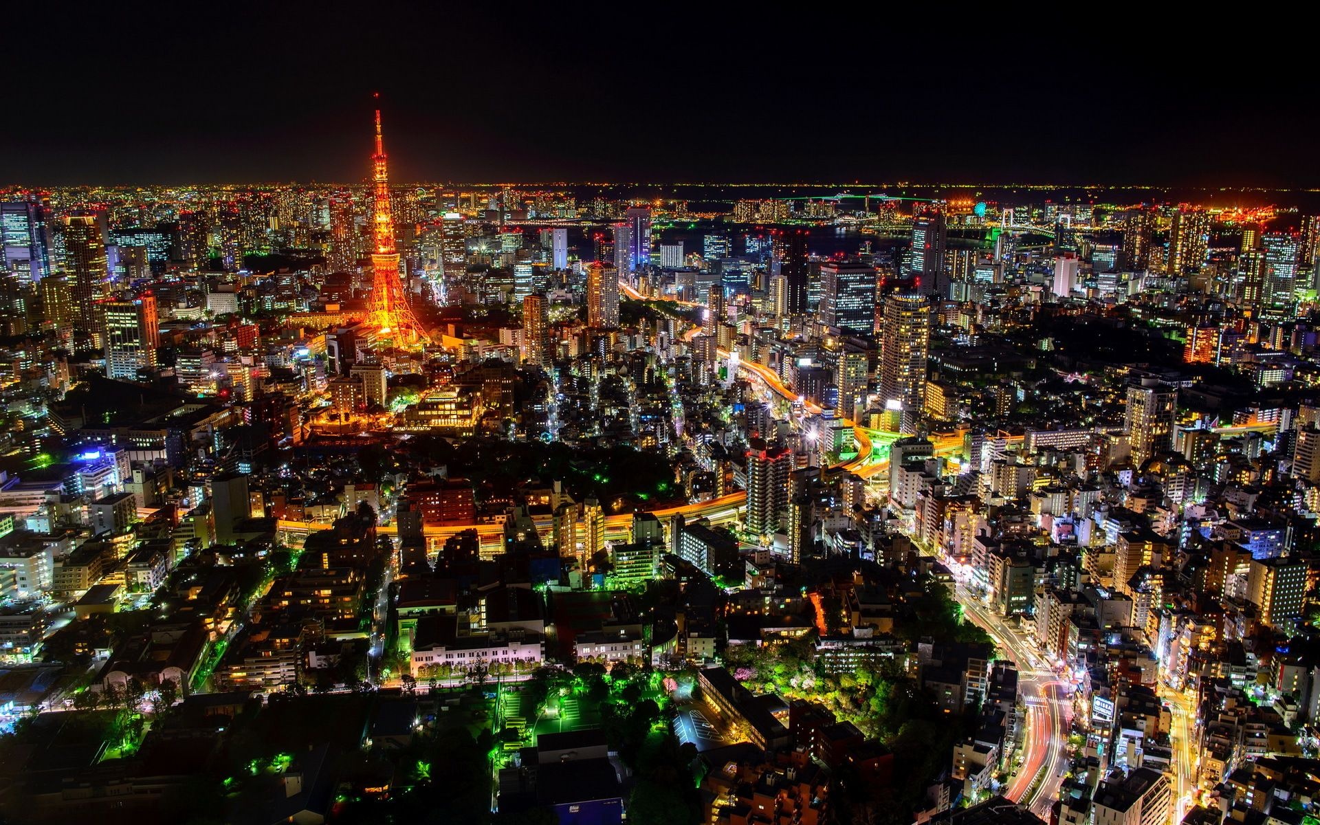Tokyo in 2016, City view, Night lights, Urban charm, 1920x1200 HD Desktop