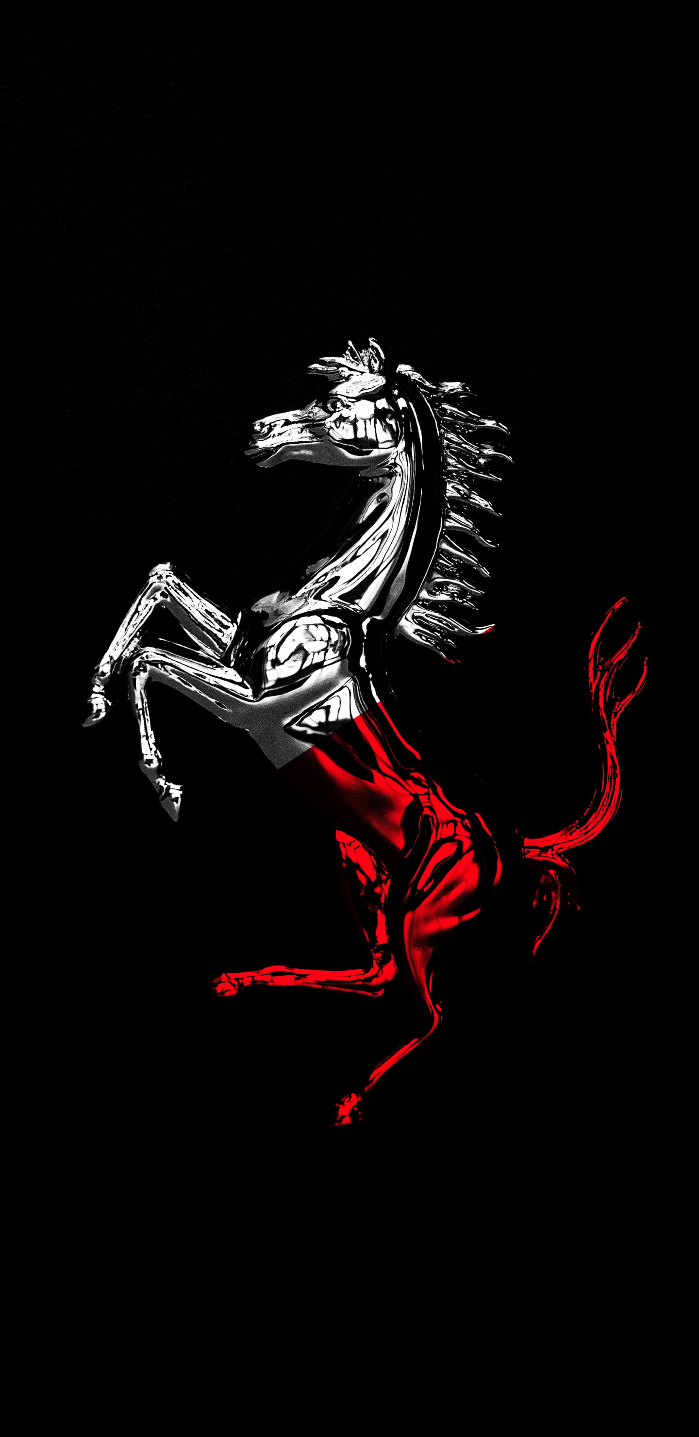 Ferrari: Company logo, The prancing horse, Minimal. 1440x2960 HD Background.
