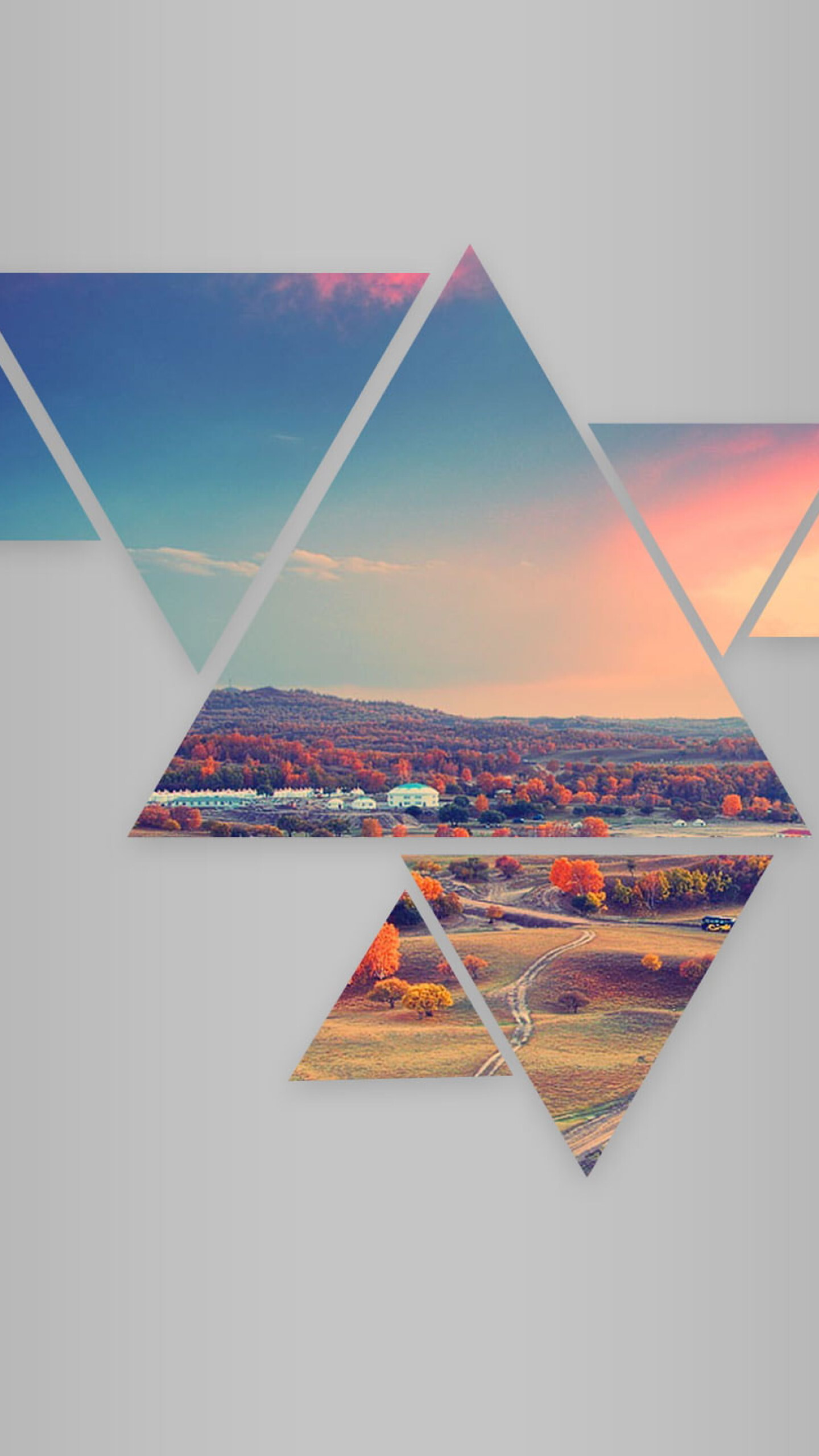 Triangle: Abstract, Sunset, Digital art, Simple figures. 1440x2560 HD Wallpaper.