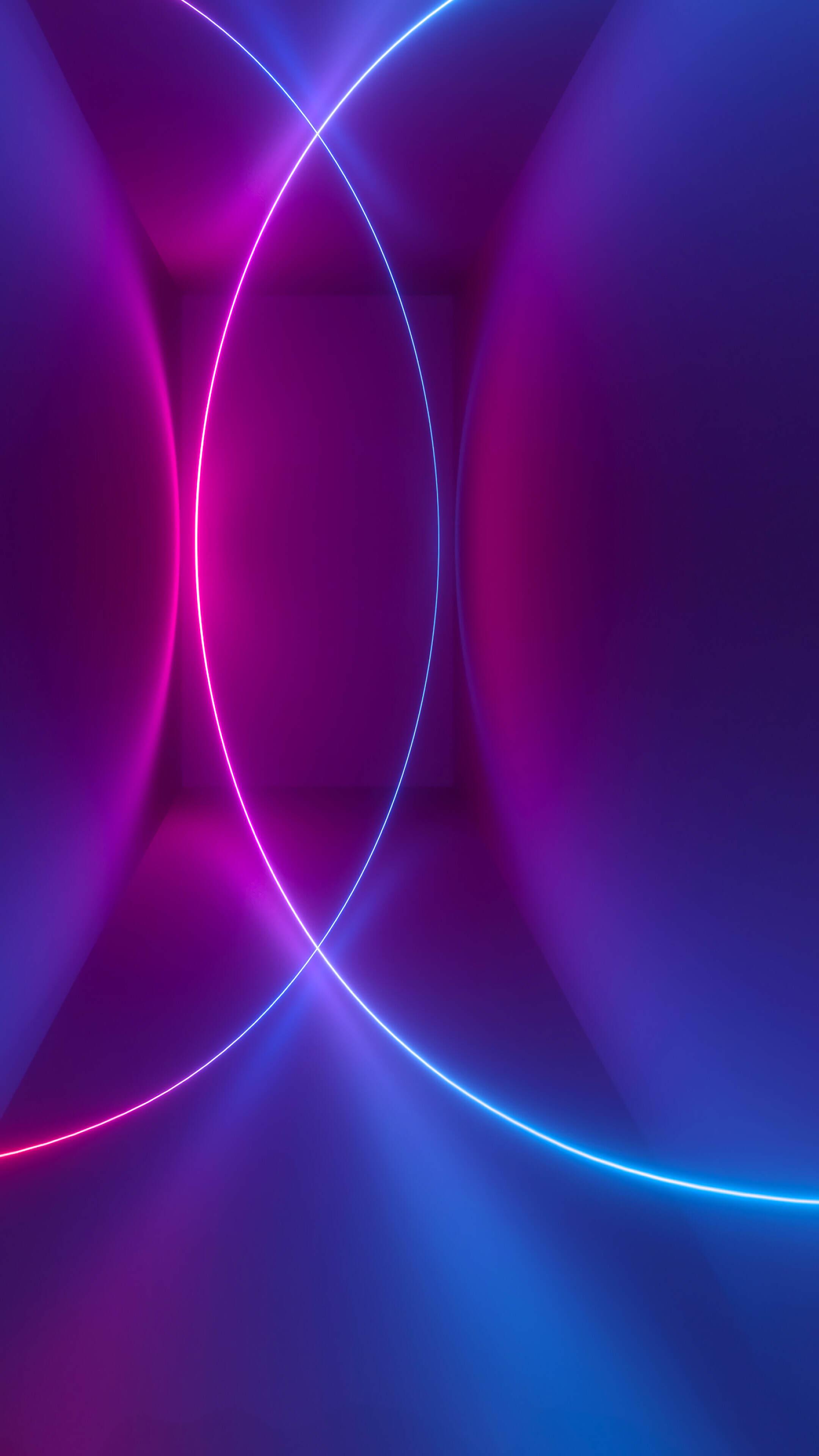 Geometry: Neon circles, Abstract, Intersecting line segments. 2160x3840 4K Wallpaper.