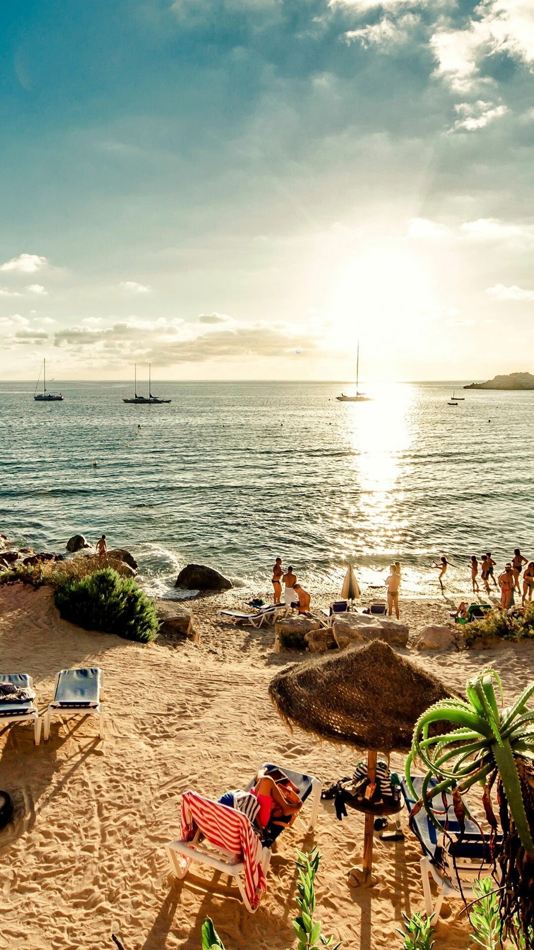 Ibiza: Cala d’Hort, A beach on the western seaboard of the Spanish island. 1080x1920 Full HD Background.