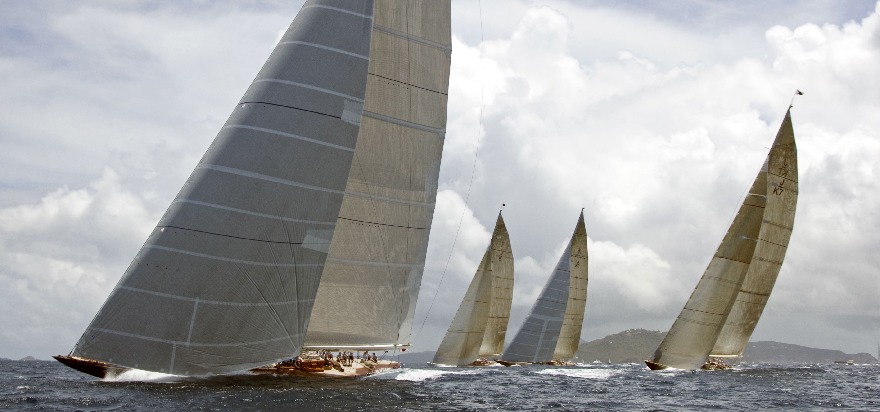 Yacht Racing: J Class Yachts, A sailing race, Contesting on the water, Regatta. 3720x1750 Dual Screen Background.