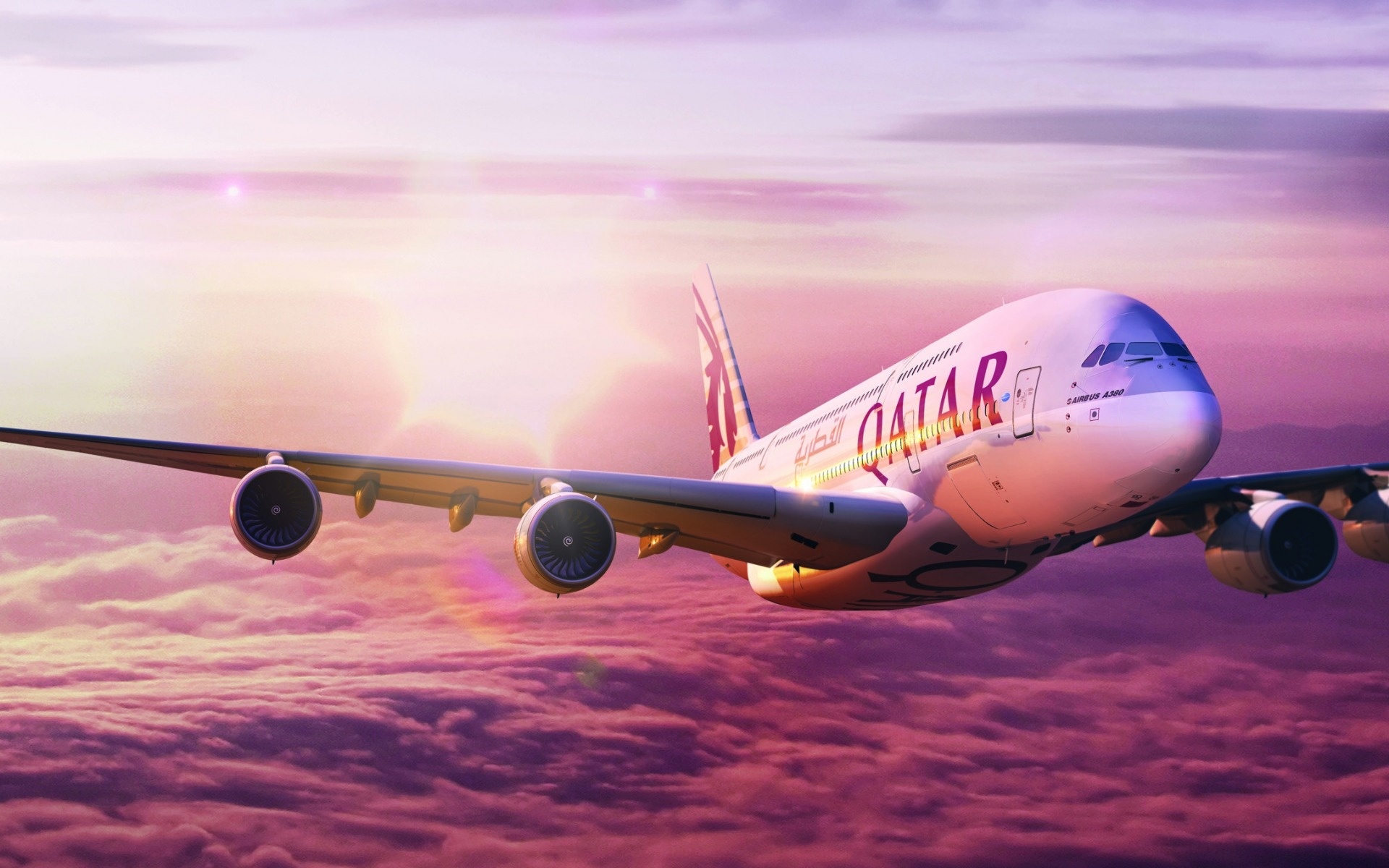 Airbus A380, Jaw-dropping wallpapers, Qatar Airways visuals, High-definition pictures, 1920x1200 HD Desktop