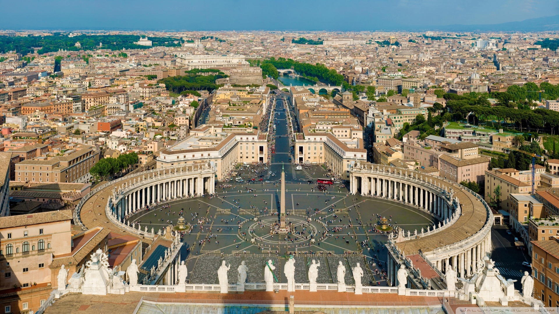 Rome: St Peters Square, Vatican City, The world’s smallest country. 1920x1080 Full HD Background.