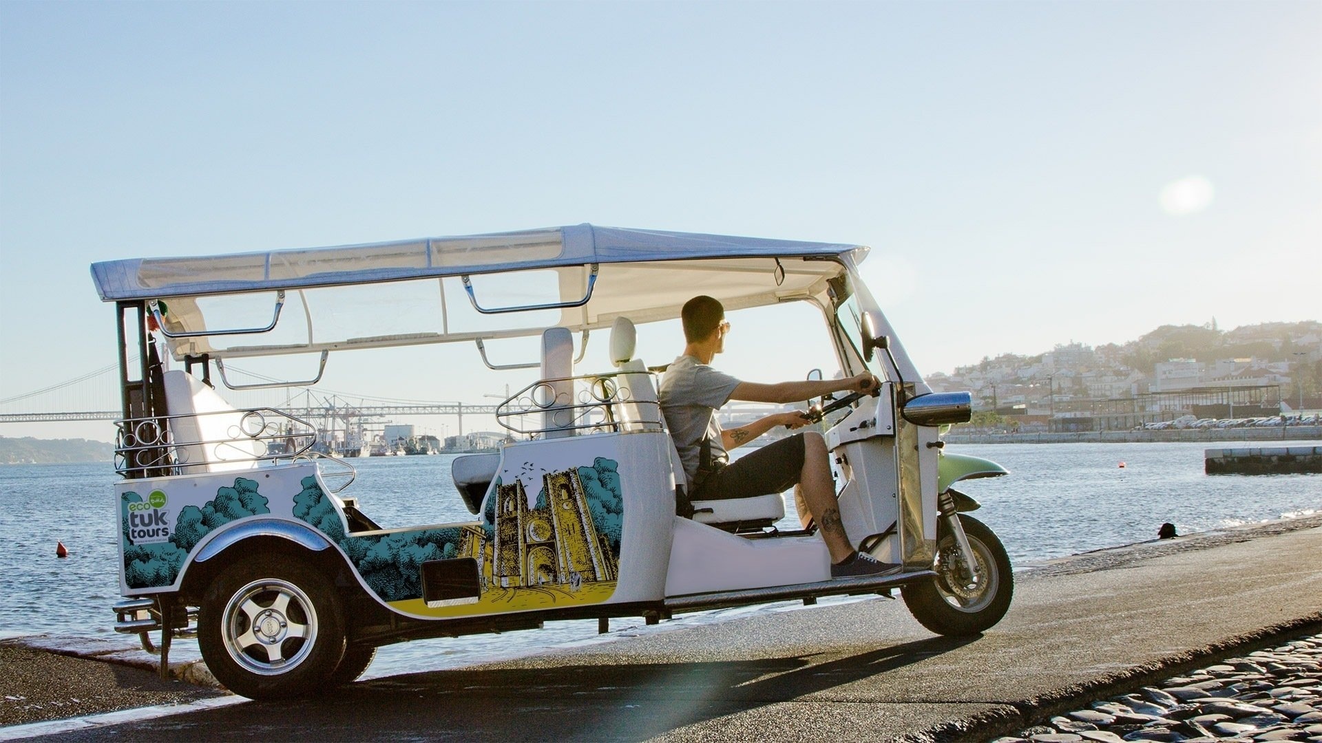 Tuk Tuk Car, Eco-friendly Lisbon tour, Auto expert, Sustainable transportation, 1920x1080 Full HD Desktop