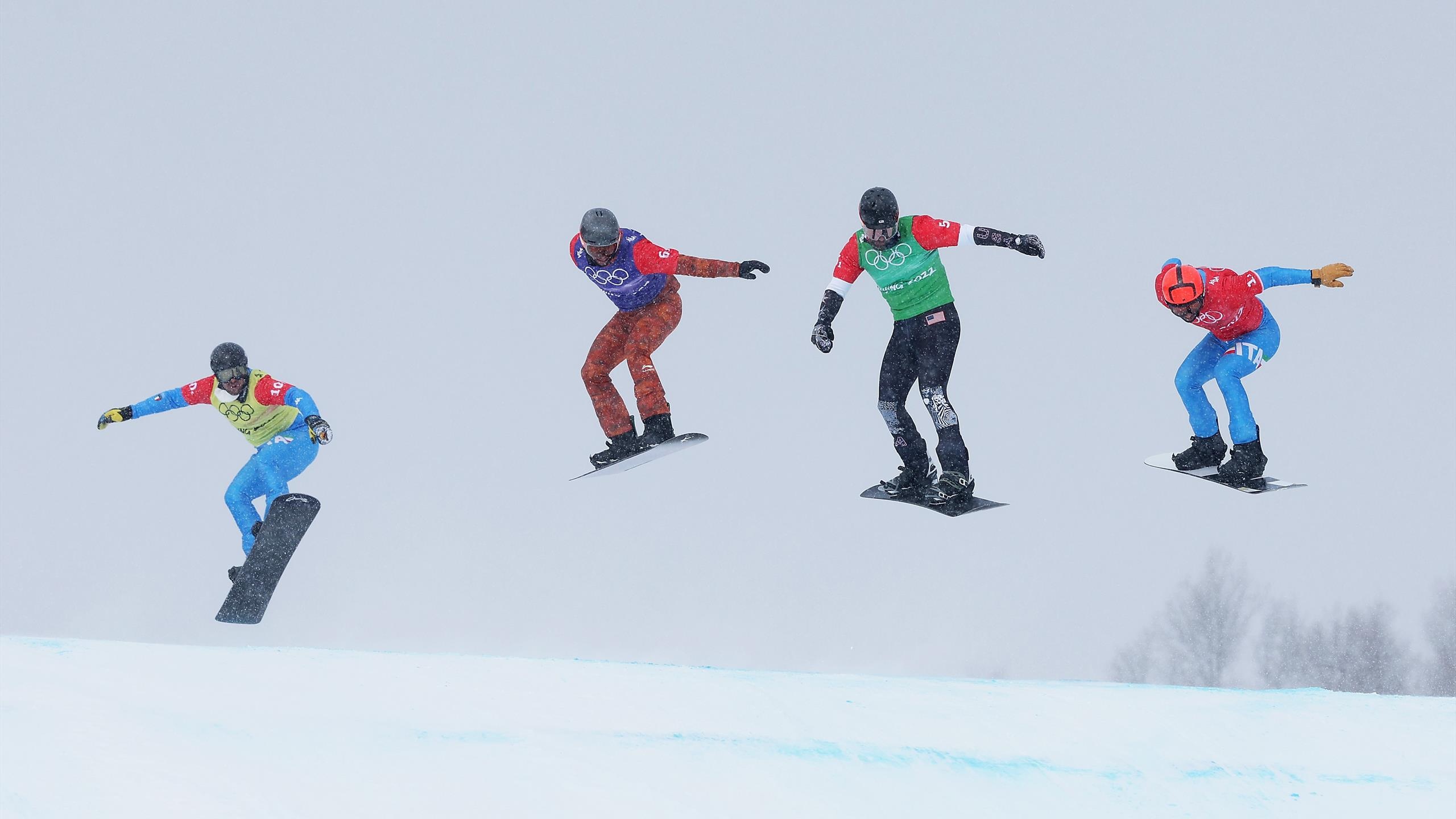 Eliot Grondin, Beijing 2022, Mixed snowboard cross, Eurosport, 2560x1440 HD Desktop