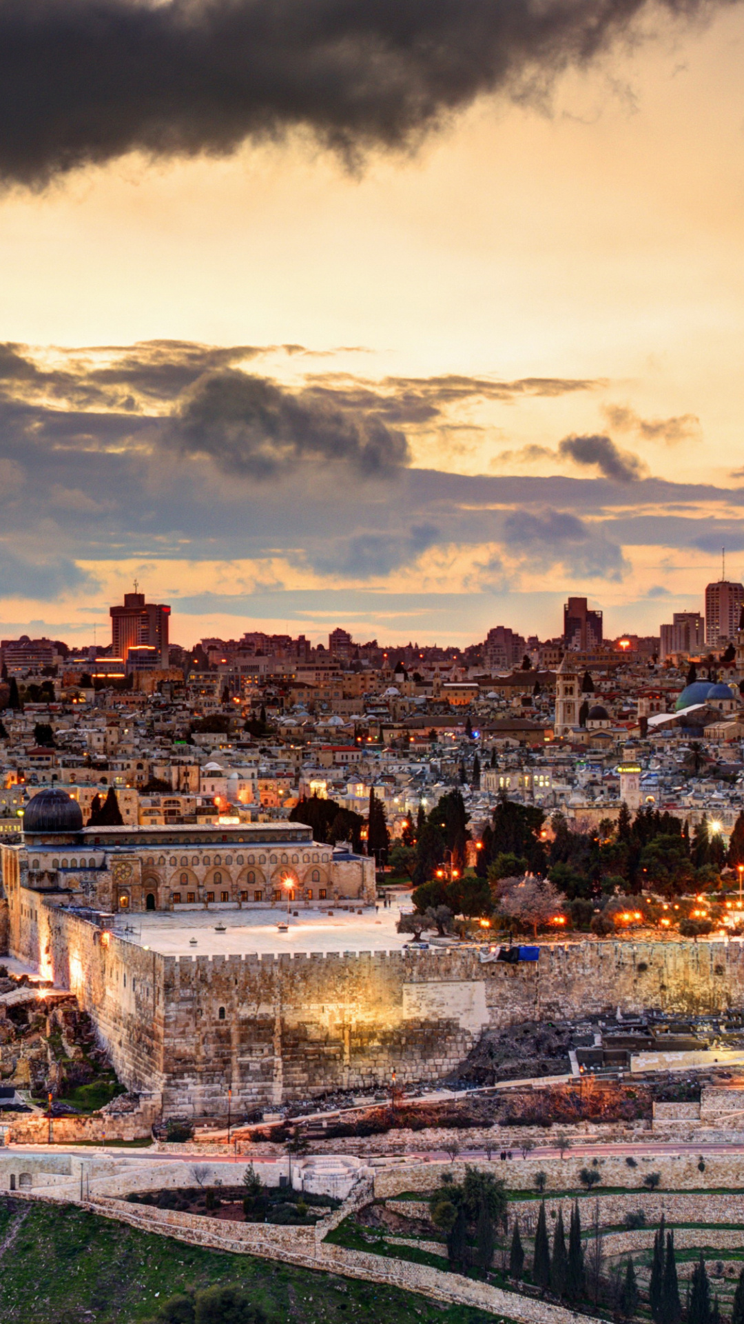 Jerusalem: An important center of faith for Jews, Christians, and Muslims from all over the world. 1080x1920 Full HD Background.