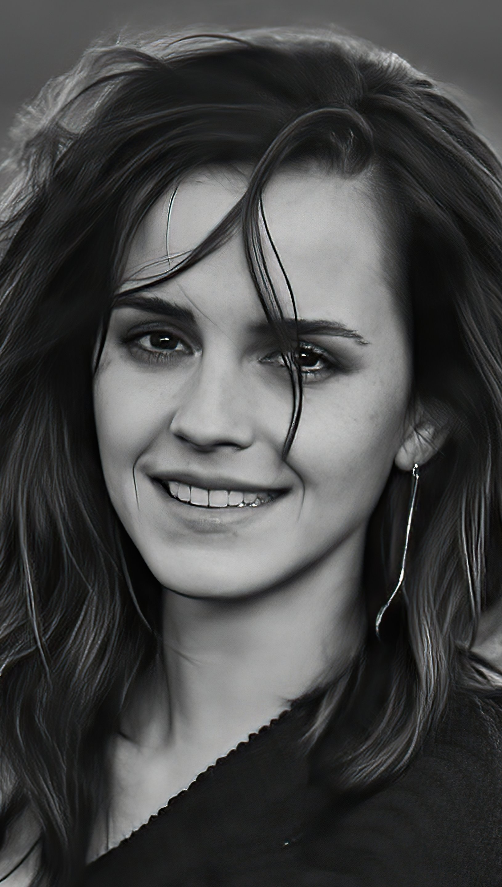 Emma Watson, Monochrome wallpaper, Ultra HD, 1630x2880 HD Handy