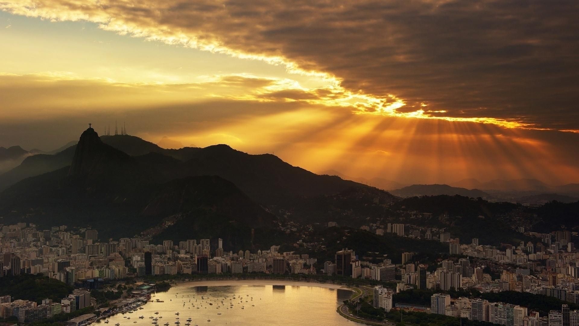 Stunning sunset, Rio de Janeiro, Natural wonders, Captivating beauty, 1920x1080 Full HD Desktop