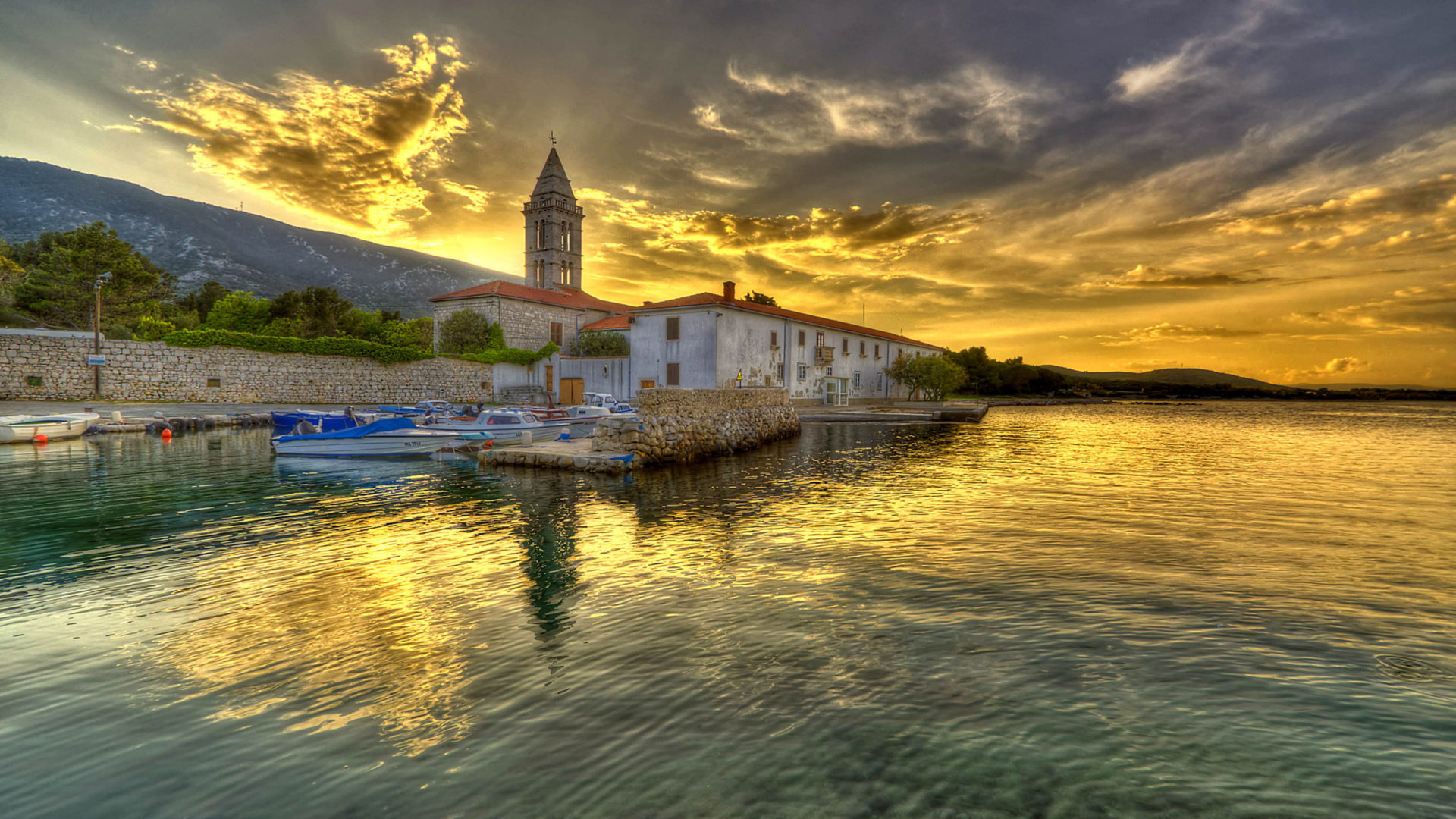 Adriatic Sea, Croatian coast, Nerezine village, Island life, 1920x1080 Full HD Desktop