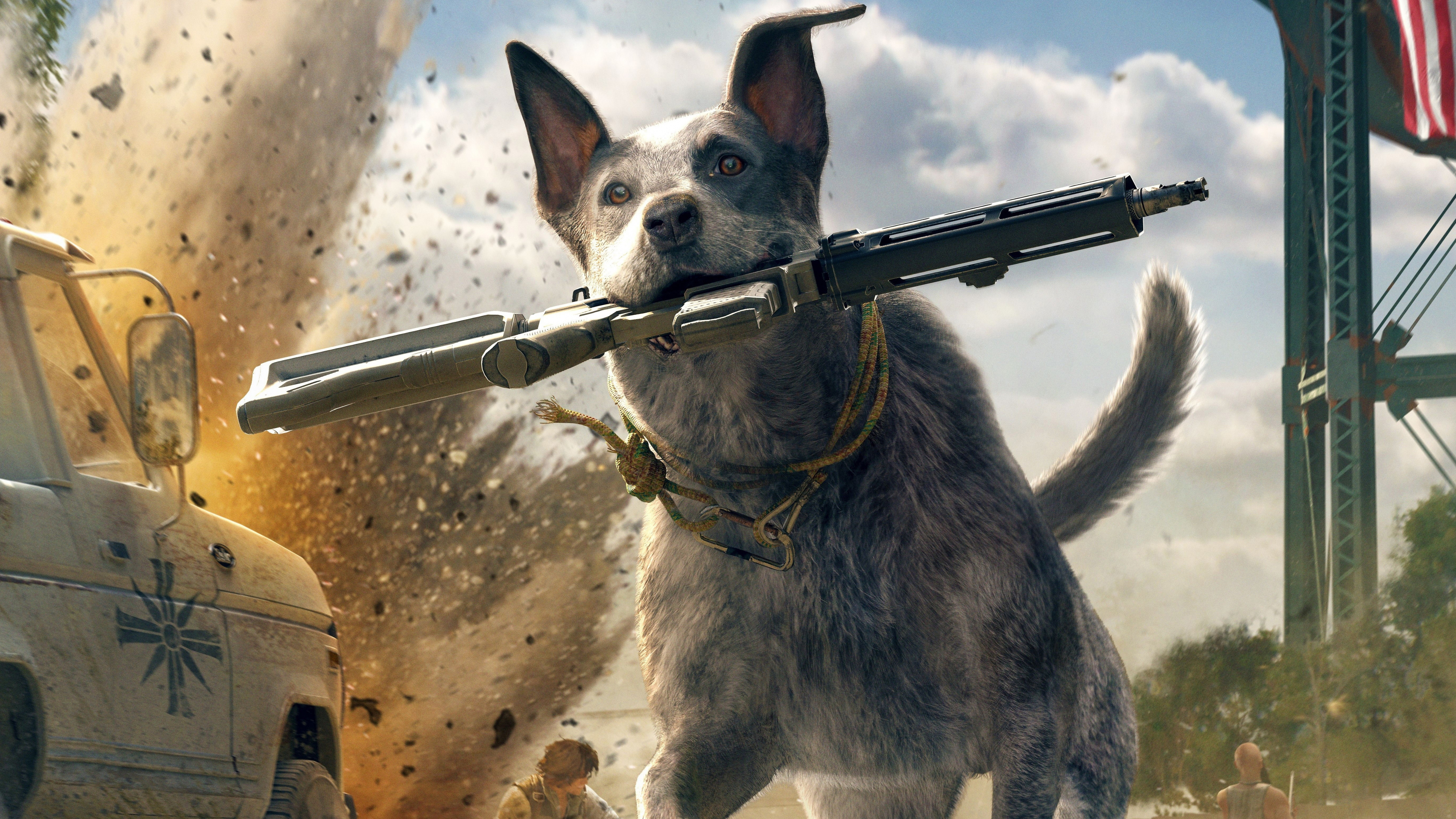 Far Cry 5, Dog Run, Video Game, 4K Wallpaper, 3840x2160 4K Desktop