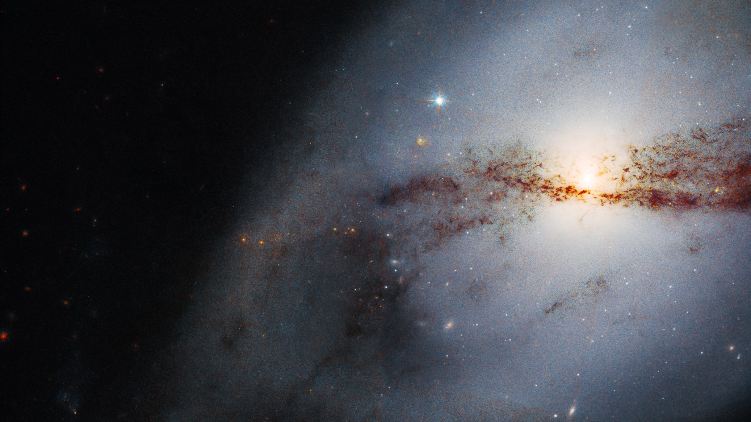 Hubble's discovery, Twisted galaxy, Heavenly neighbor, Space's artwork, 2440x1370 HD Desktop