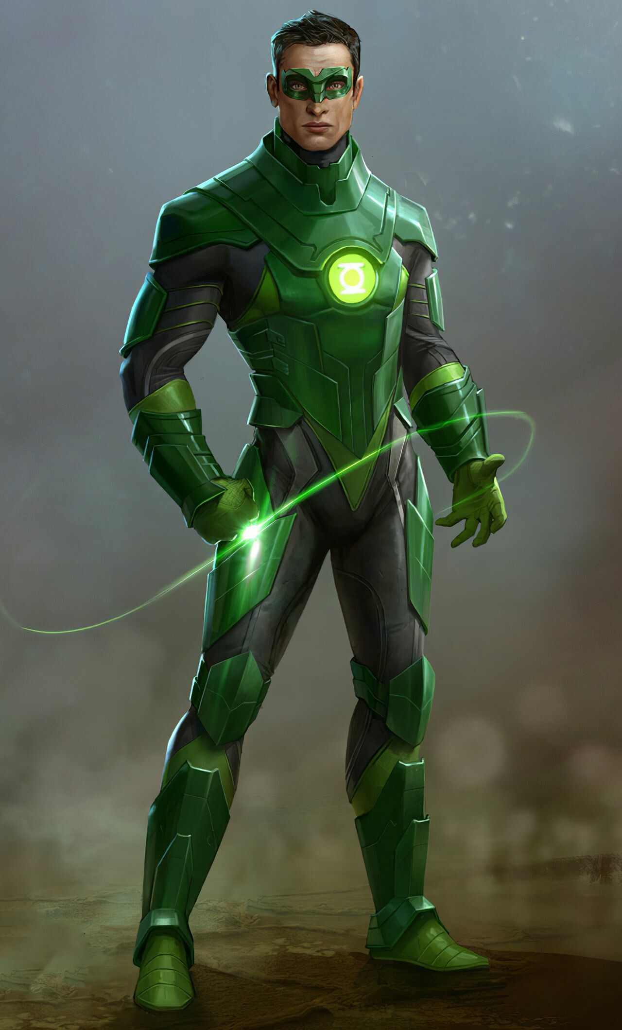 Injustice: Green Lantern, Classified as a Power User, Uses his power ring to create any object he imagines into solid green light. 1280x2120 HD Background.