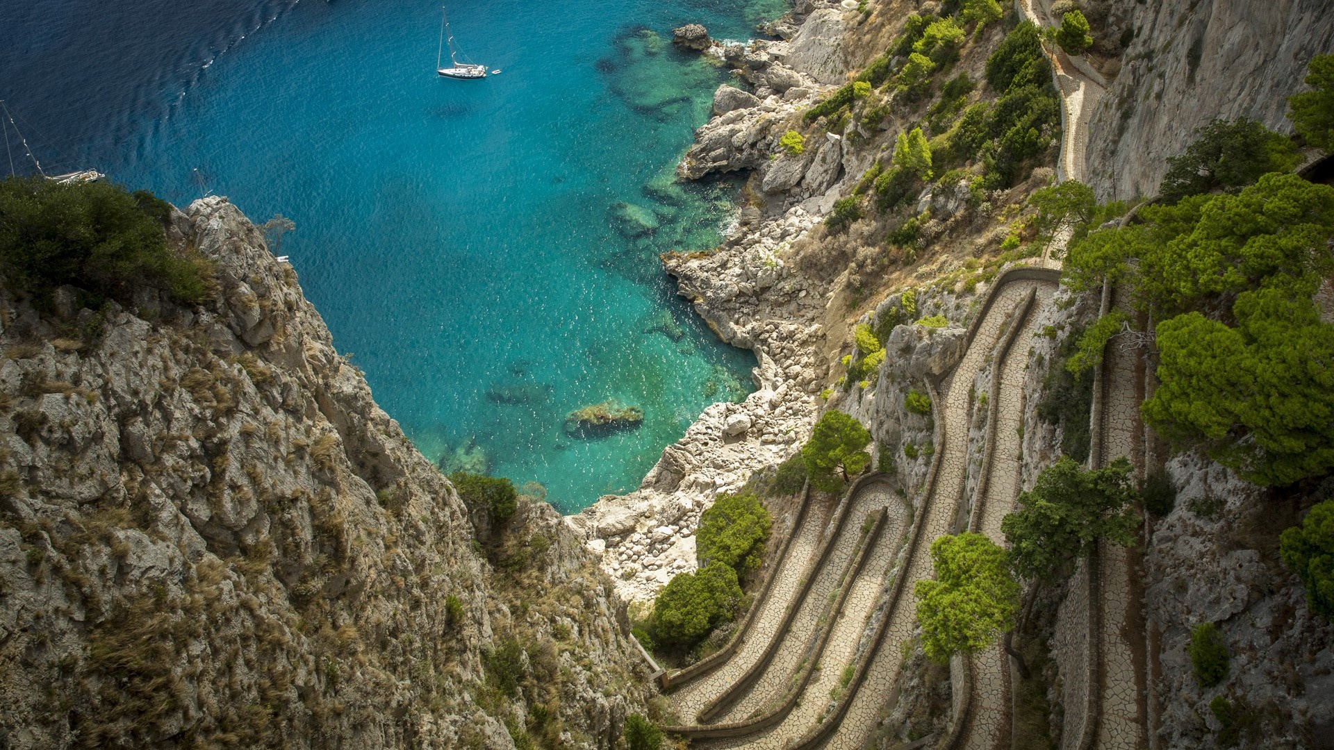 Capri Island, Via Krupp, Italian masterpiece, Windows 10 spotlight, 1920x1080 Full HD Desktop