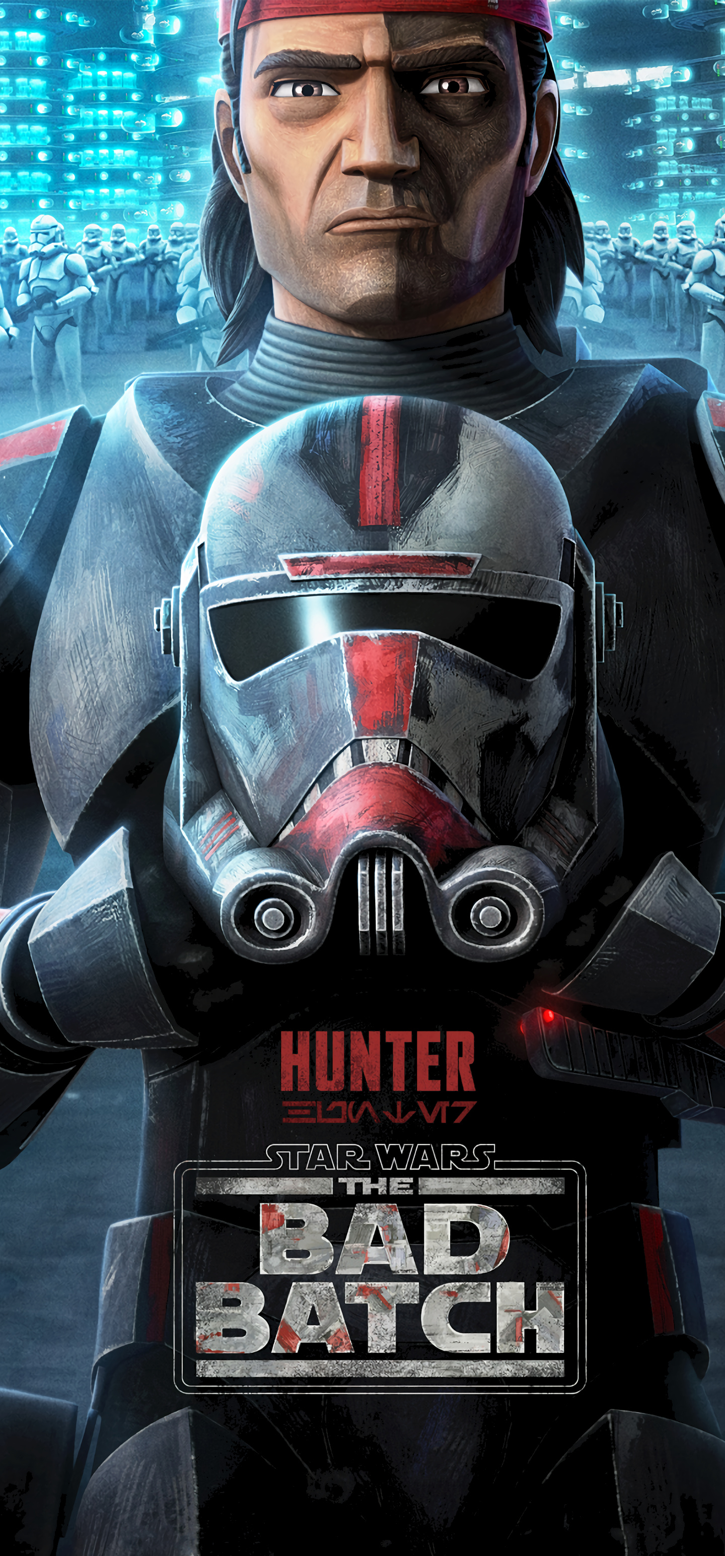 Star Wars: The Bad Batch: Hunter, Genetically altered to have heightened senses and commanded his comrades. 1440x3090 HD Wallpaper.