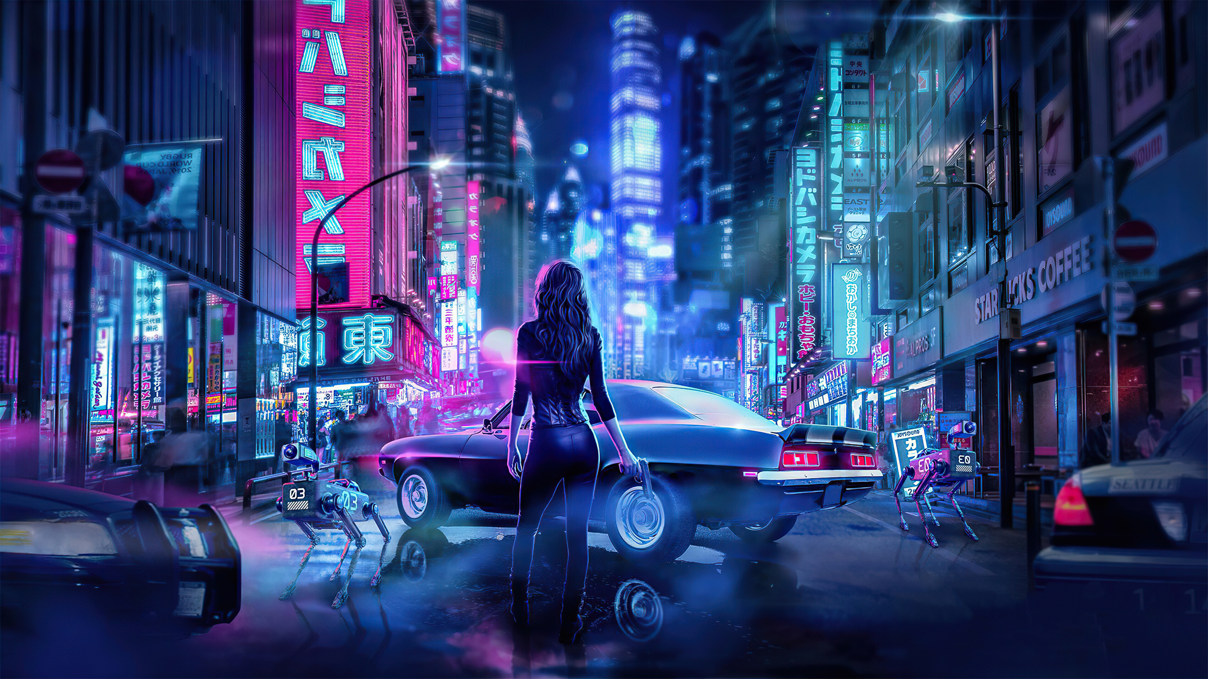 Neon: Cyber Japan City Lights, Cyberpunk Vibes. 3840x2160 4K Wallpaper.