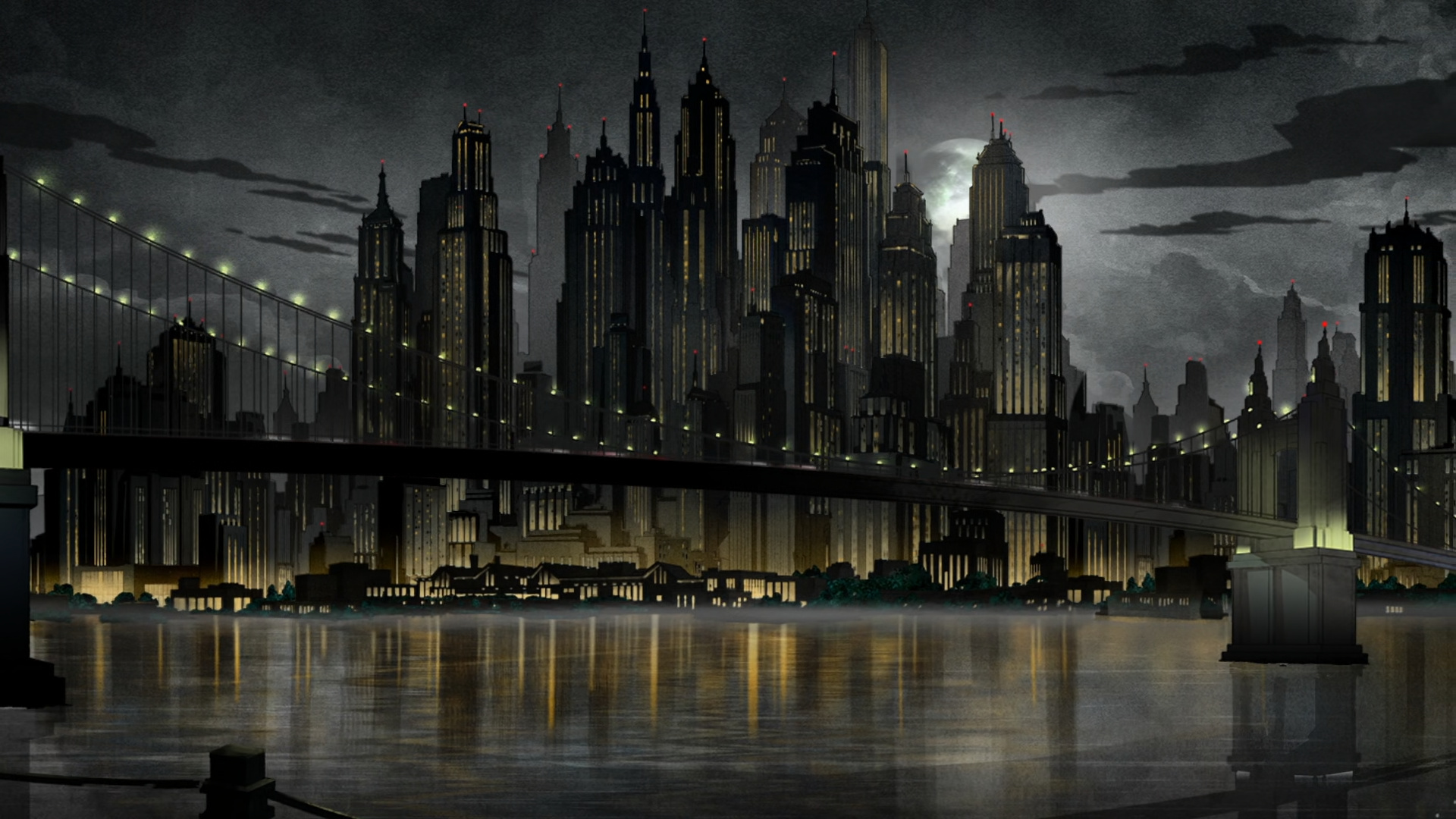 Gotham skyline, Batman: The Long Halloween, 1920x1080 Full HD Desktop